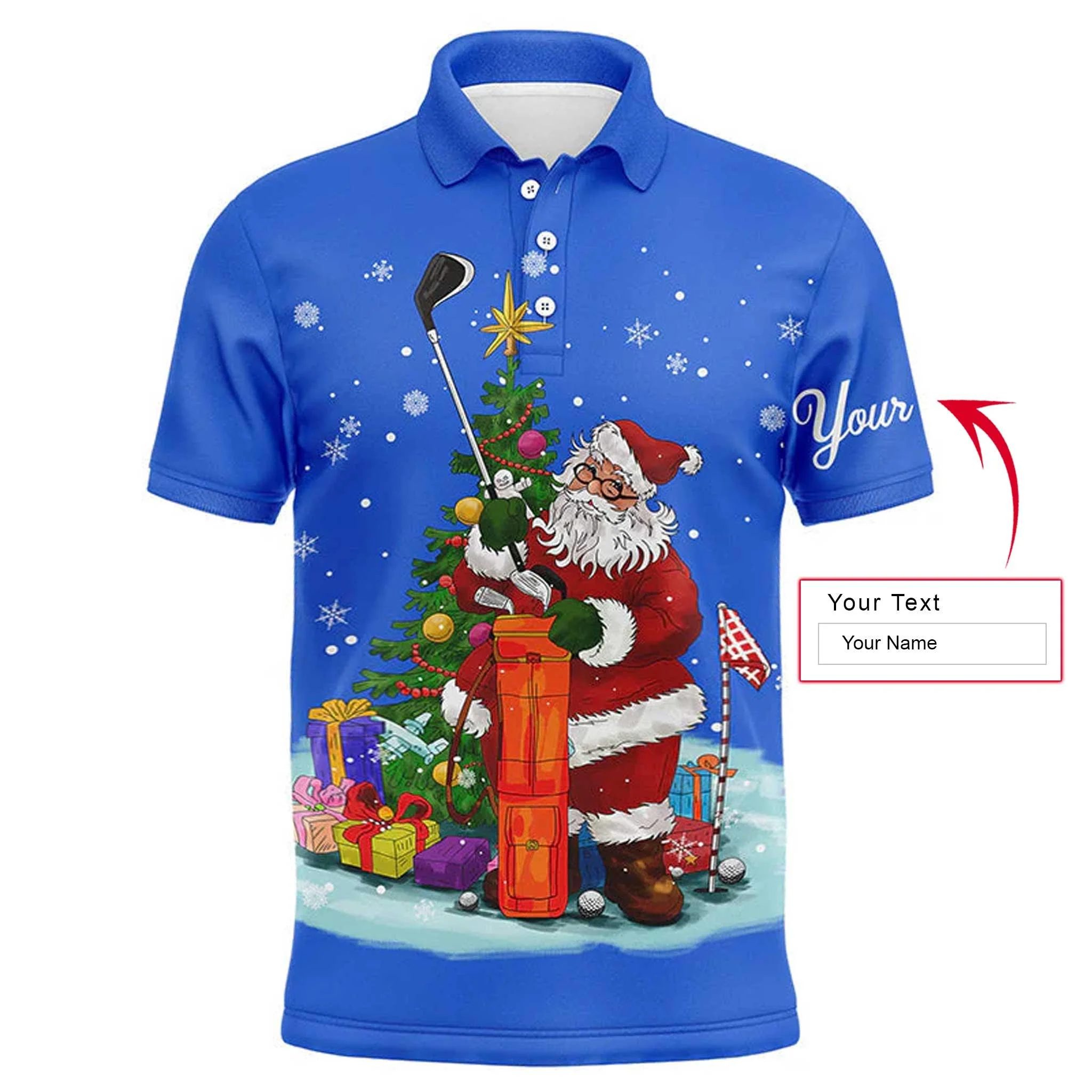 Golf Men Polo Shirt - Santa Golfer Christmas Custom Name Apparel - Personalized Gift For Golf Lover, Team, Husband, Men - Image 3
