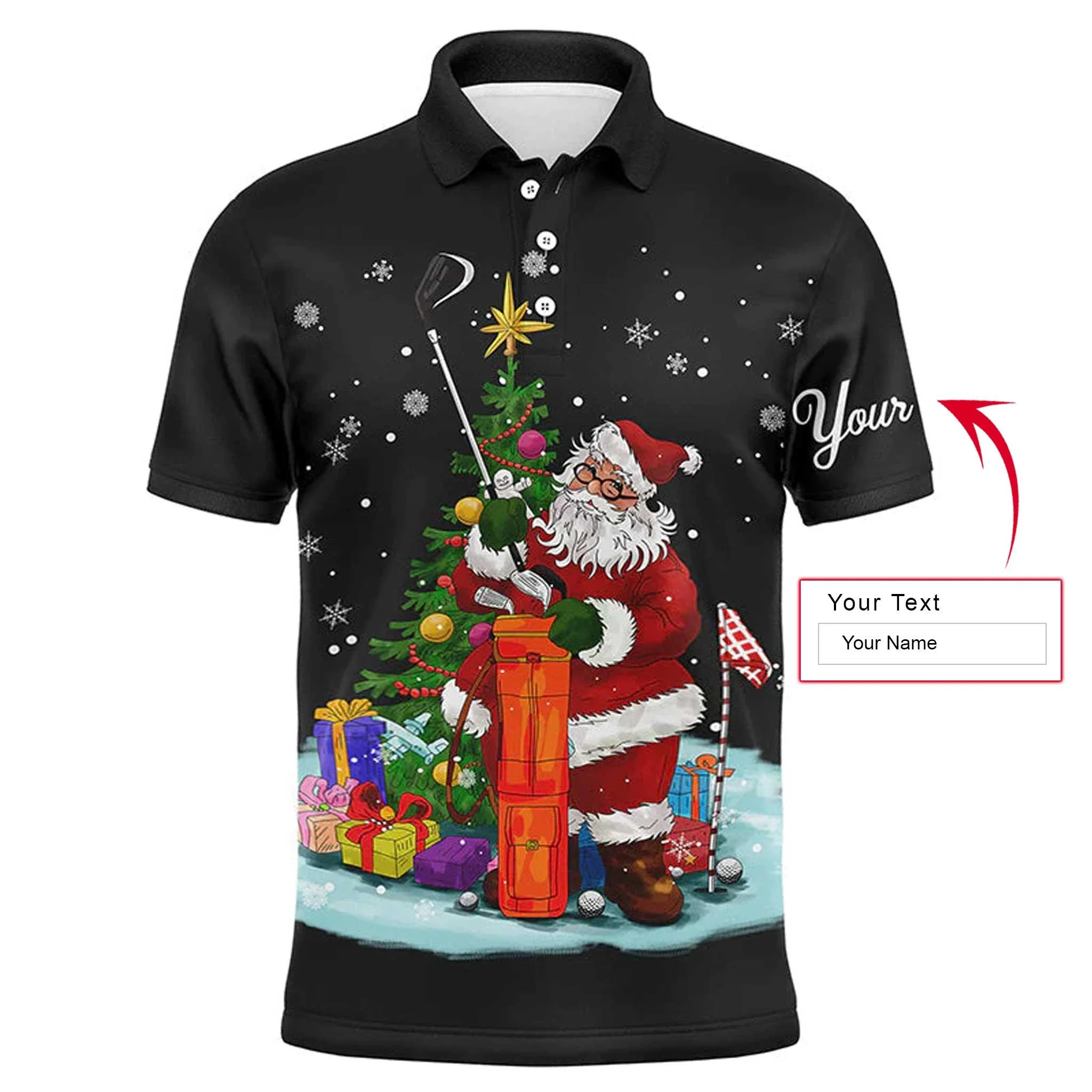 Golf Men Polo Shirt - Santa Golfer Christmas Custom Name Apparel - Personalized Gift For Golf Lover, Team, Husband, Men - Image 4