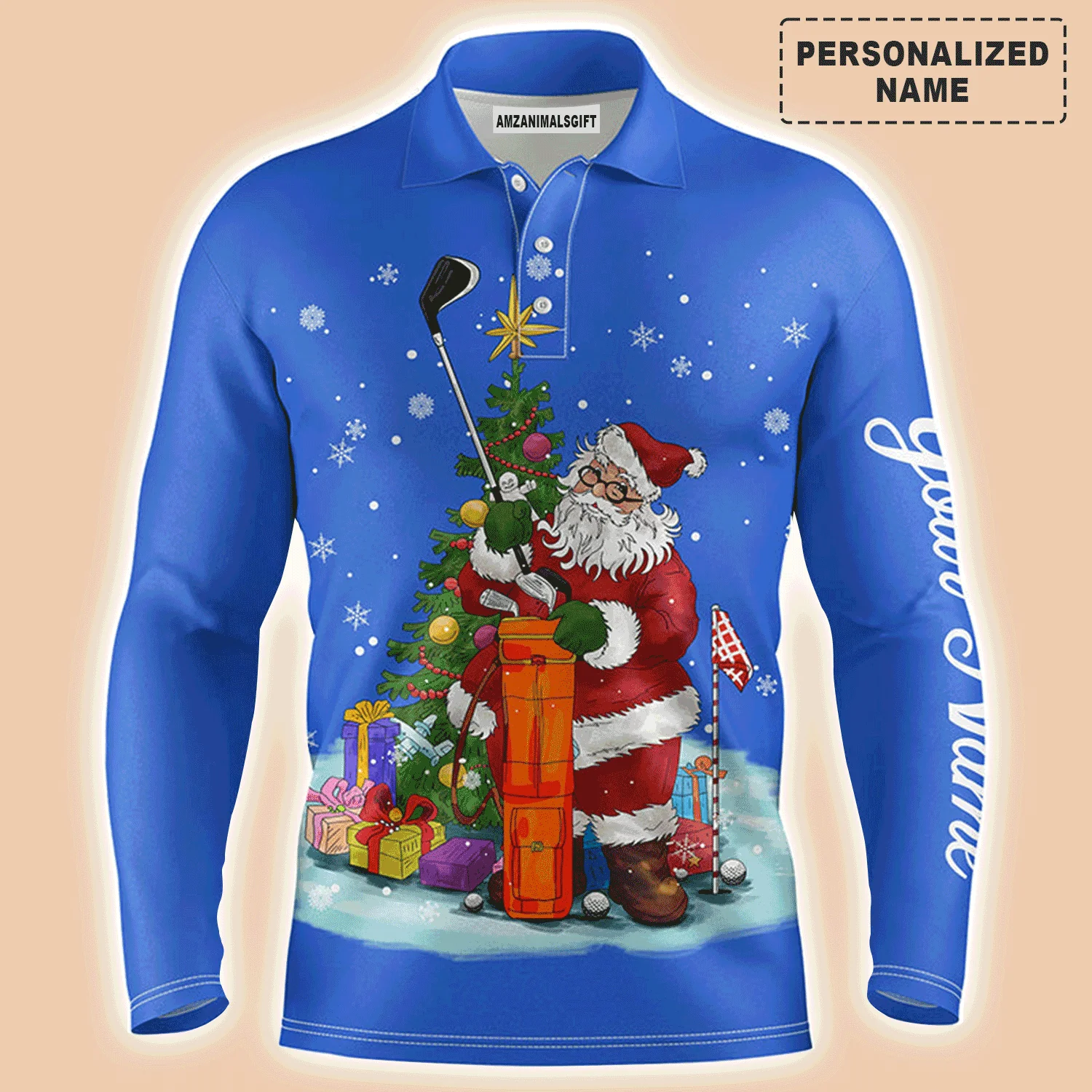 Golf Men Polo Shirt - Santa Golfer Christmas Custom Name Apparel - Personalized Gift For Golf Lover, Team, Husband, Men - Image 8