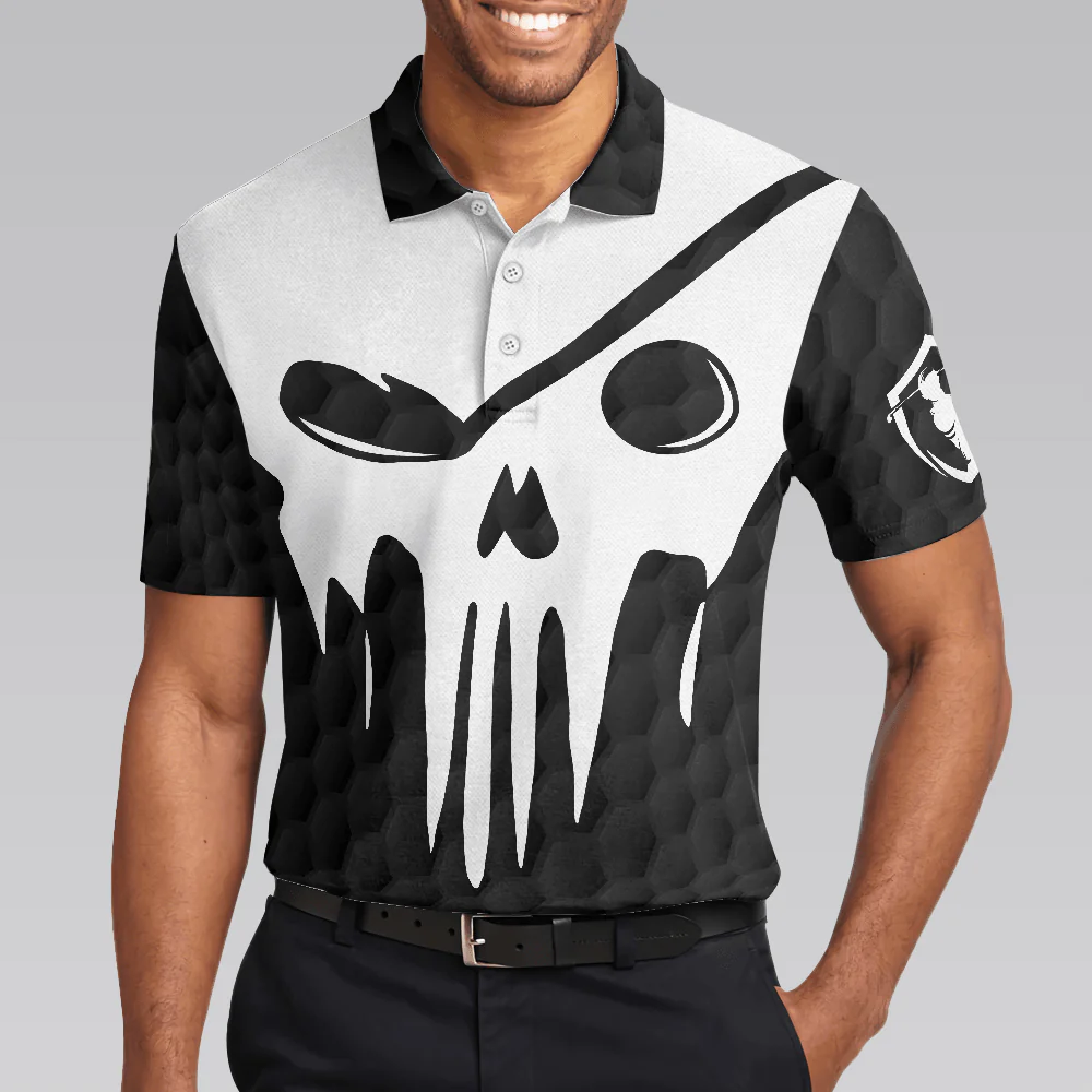 Golf Men Polo Shirt - Skull Golf Polo Shirt, Black And White Skull Golf Shirt With Sayings, Best Golf Gift For Halloween - Perfect Gift For Men, Golfers - Image 5