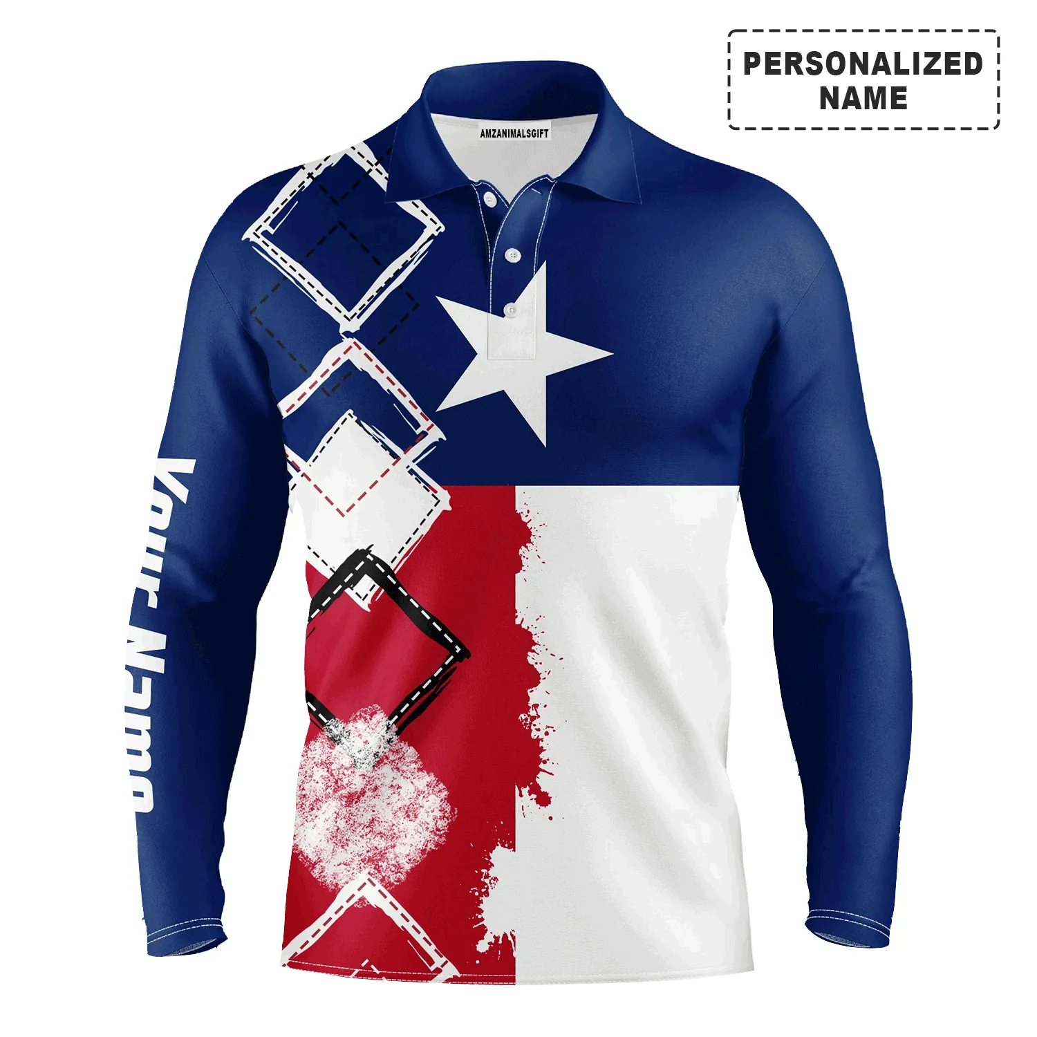Golf Men Polo Shirt - Texas Flag Patriot Custom Name Apparel Men Golf Polo Shirt - Personalized Gift For Golf Lover, Team - Image 3
