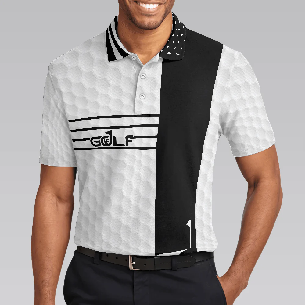 Golf Men Polo Shirts, Black And White Polo Shirts, Faith Family Fairways American Flag Golf Shirt For Men, Gift For Golfers, Golf Lovers - Image 4