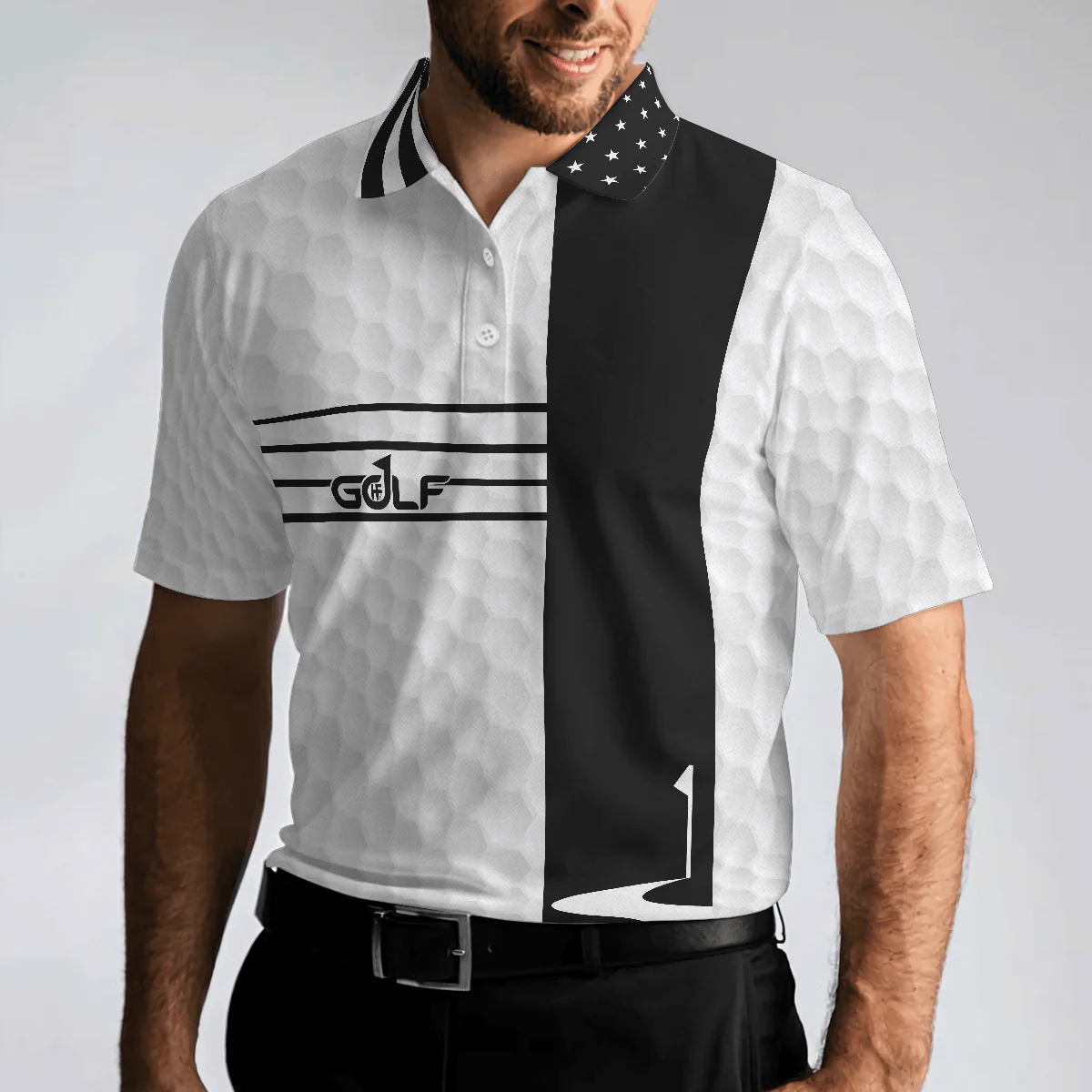Golf Men Polo Shirts, Black And White Polo Shirts, Faith Family Fairways American Flag Golf Shirt For Men, Gift For Golfers, Golf Lovers - Image 5