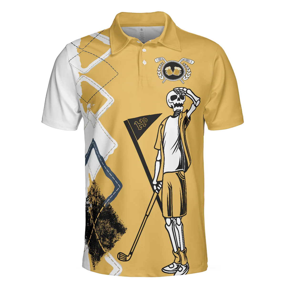 Golf Men Polo Shirts - Funny Skeleton Argyle Pattern You Know What Rhymes With Golf Beer Golf Men Polo Shirts - Perfect Gift For Men, Golfers - Image 5