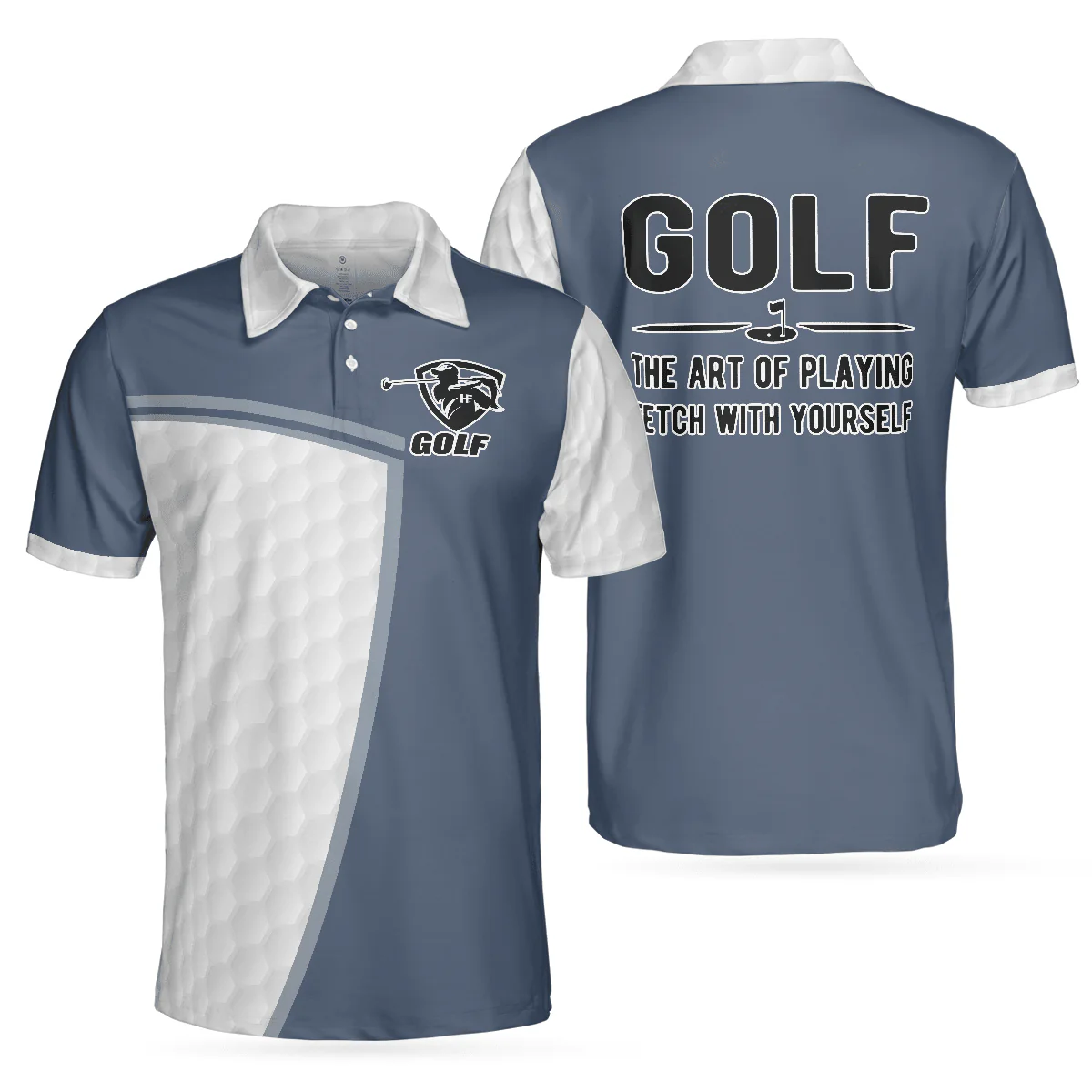 Golf Men Polo Shirts - Funny White And Blue The Art Of Playing Fetch With Yourself Men Polo Shirts - Perfect Gift For Men, Golfers, Golf Lover