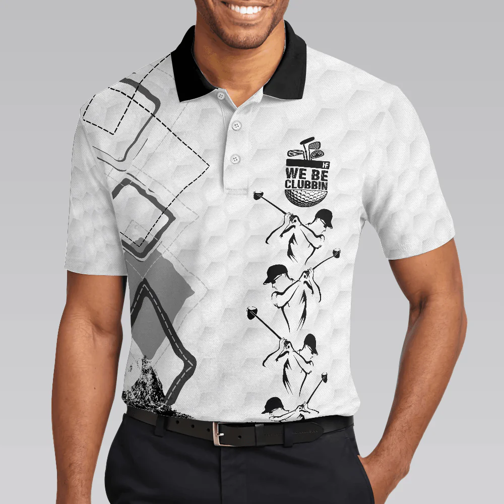 Golf Men Polo Shirts - We Be Clubbin Golf Pattern White Background Men Polo Shirts, Best Golf Shirt For Men - Perfect Gift For Men, Golfers - Image 4