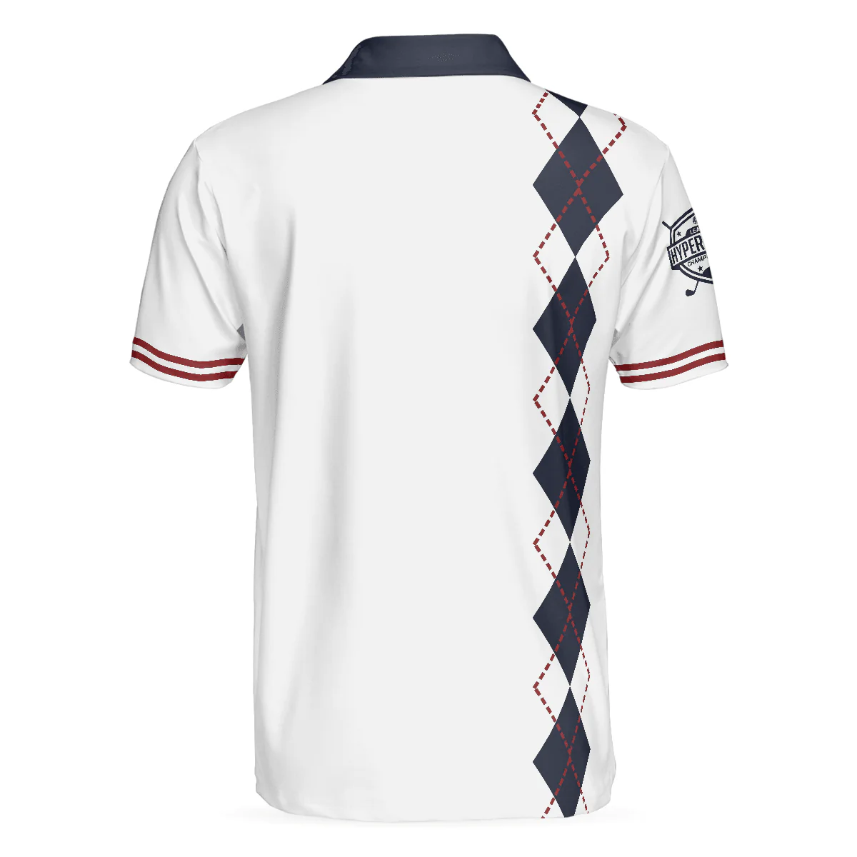 Golf Men Polo Shirts - Weapons Of Grass Destruction White And Navy Argyle Pattern Men Polo Shirts - Perfect Gift For Men, Golfers, Golf Lover - Image 2