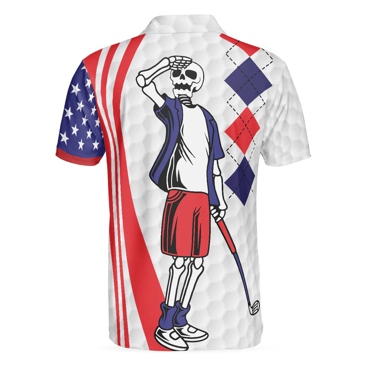 Golf Men Polo Shirts - Your Hole Is My Goal Golf Texture Argyle Pattern USA Flag Men Polo Shirts  - Perfect Gift For Men, Golfers, Golf Lover - Image 2