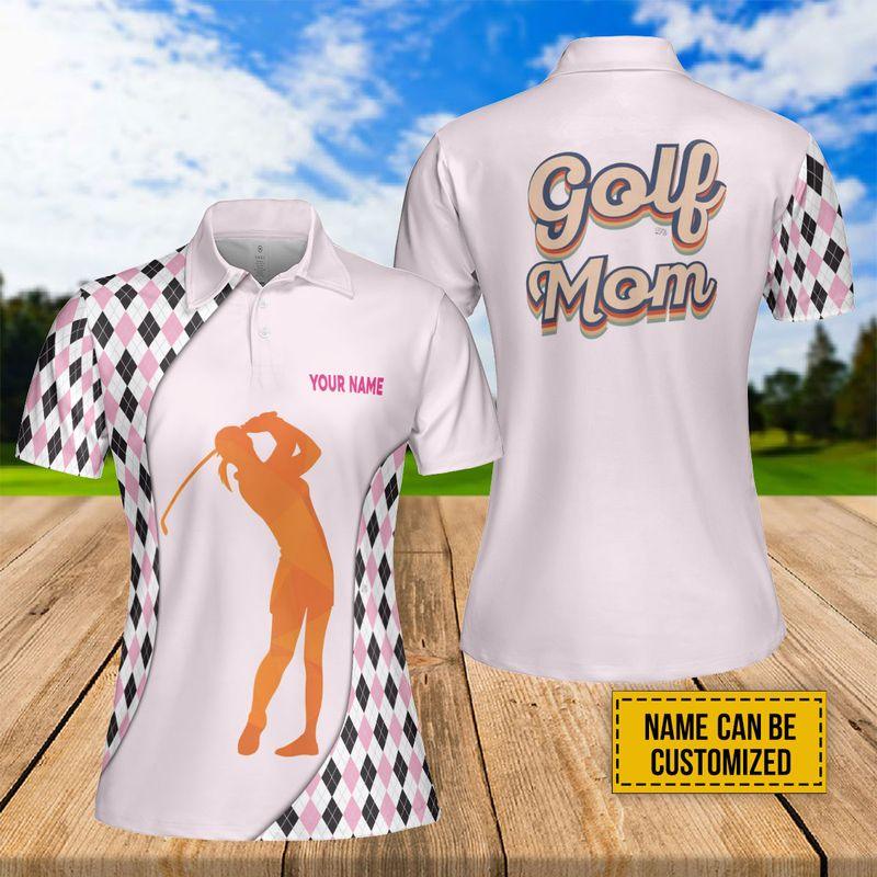 Golf Mom Custom Name Women Polo Shirt, Pink Golfer Personalized Women Polo Shirt Perfect Gift Sport For Mother's Day, Mama, Women, Team Golfers