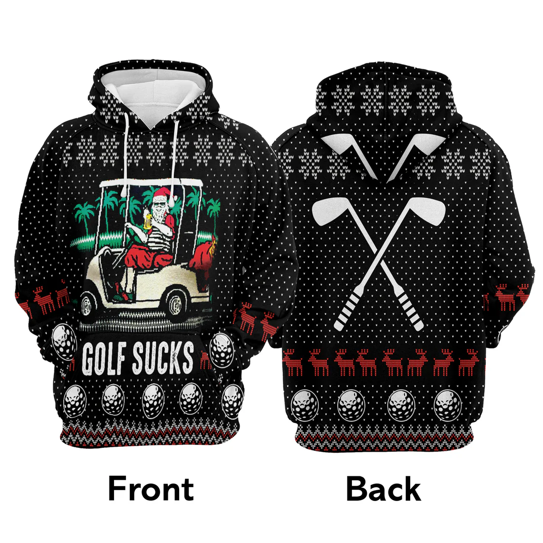Golf Premium Christmas Hoodie, Santa Golf Sucks & beer Christmas Unisex Hoodie For Men & Women - Perfect Gift For Christmas, Friends, Family - Image 3