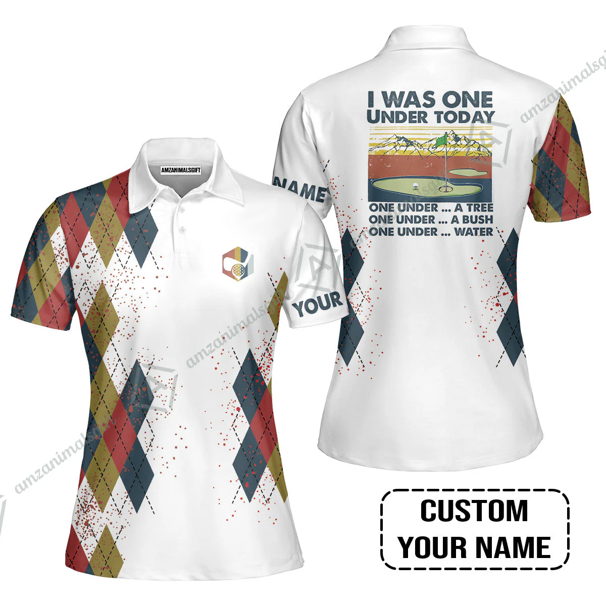 Golf Sweatshirt Custom Name - I Was One Under Today One Under A Tree Bush and Water - Image 6