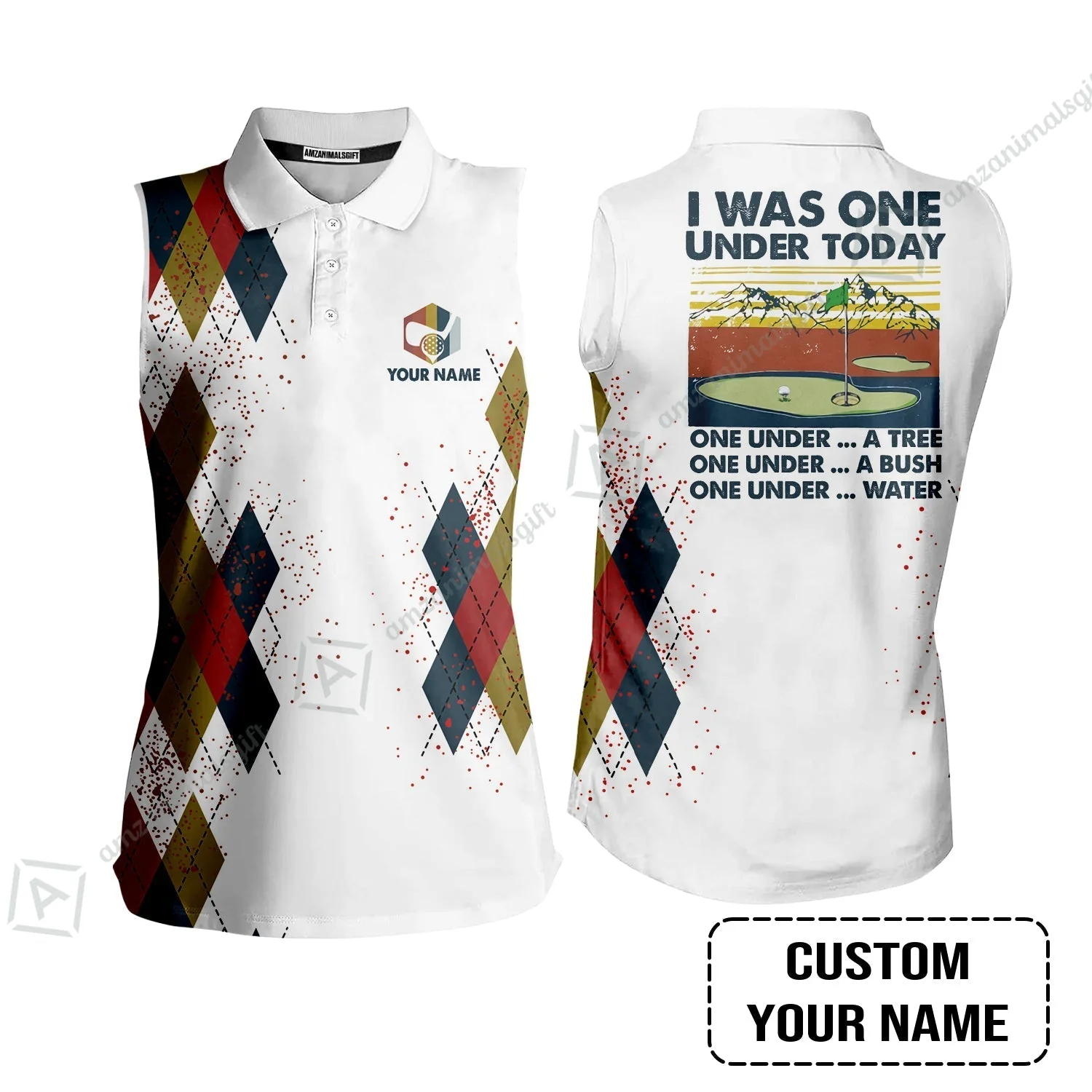 Golf Sweatshirt Custom Name - I Was One Under Today One Under A Tree Bush and Water - Image 7
