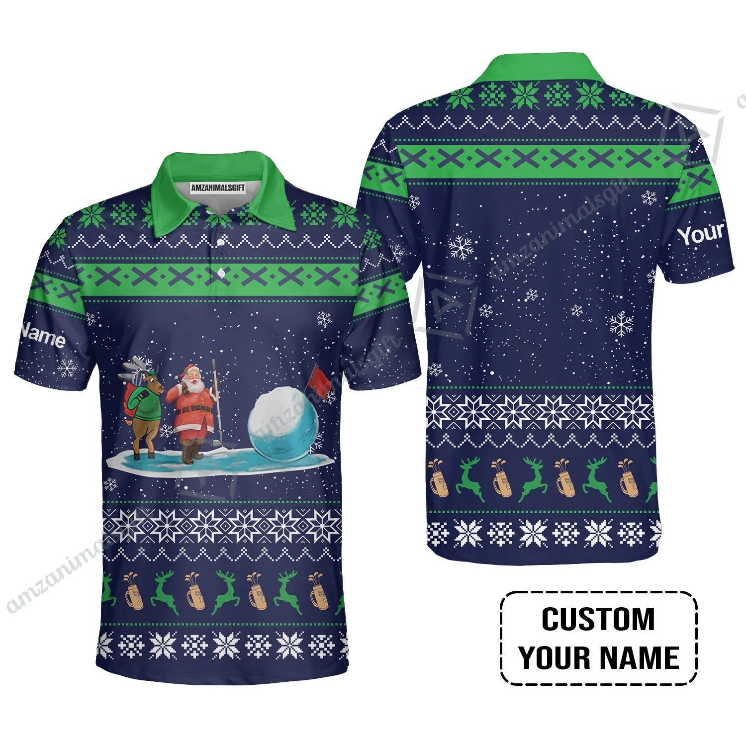 Golf Sweatshirt - Funny Ugly Christmas Pattern Custom Name Apparel - Personalized Gift For Golf Lover - Image 4