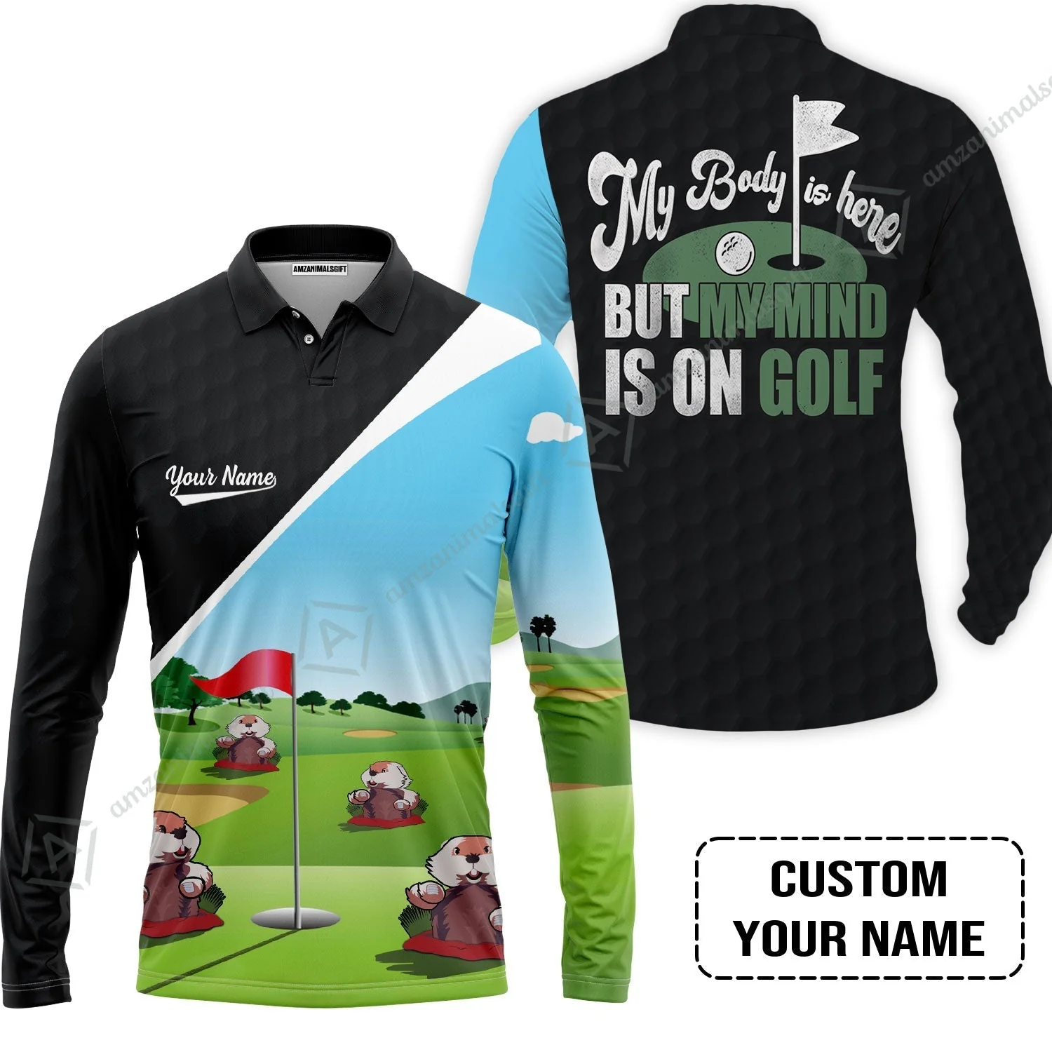 Golf Sweatshirt - Gopher My Mind Is On Golf Custom Sweatshirt - Image 4
