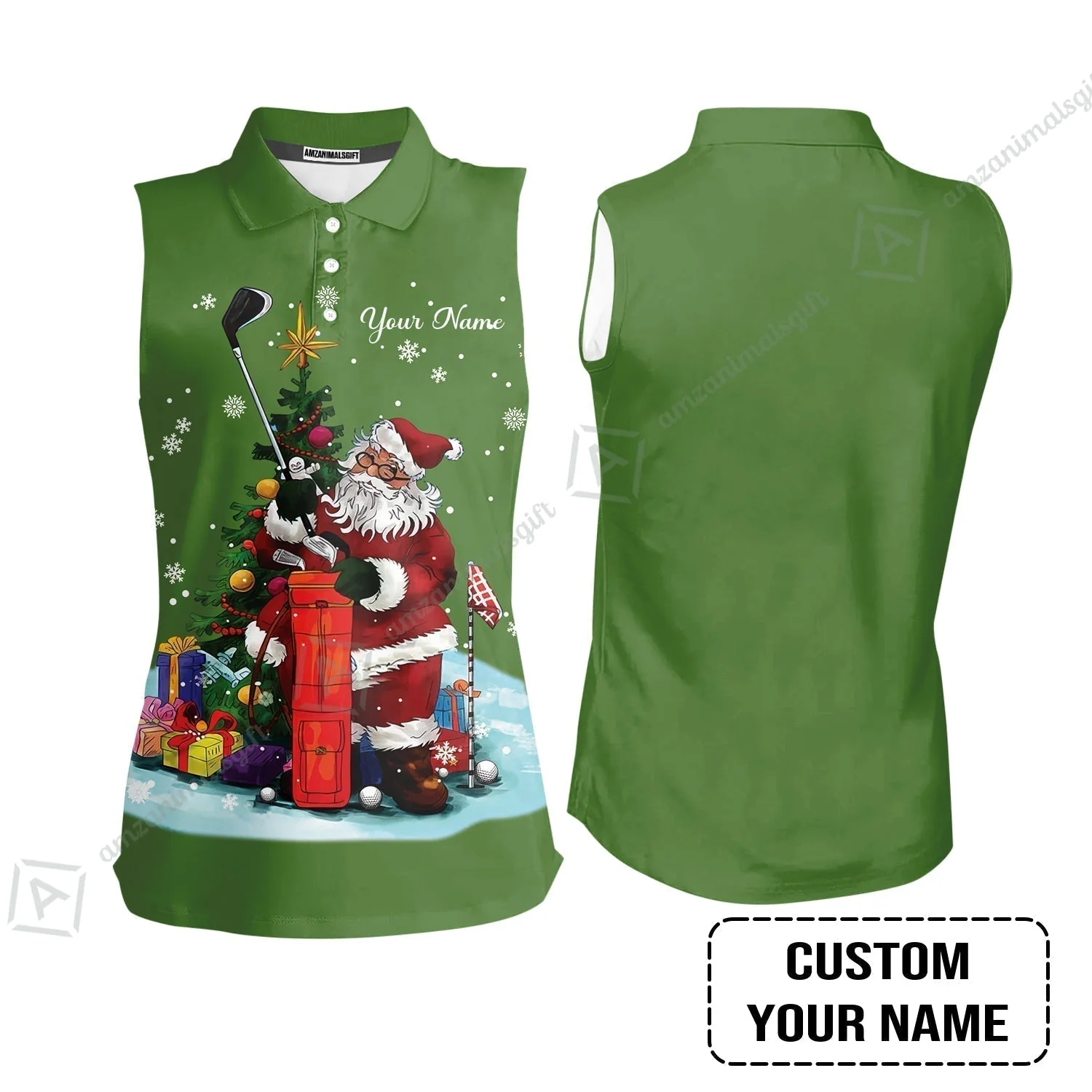 Golf T-Shirt - Christmas Custom Name, Santa Golfer Apparel - Personalized Gift For Golf Lover - Image 4