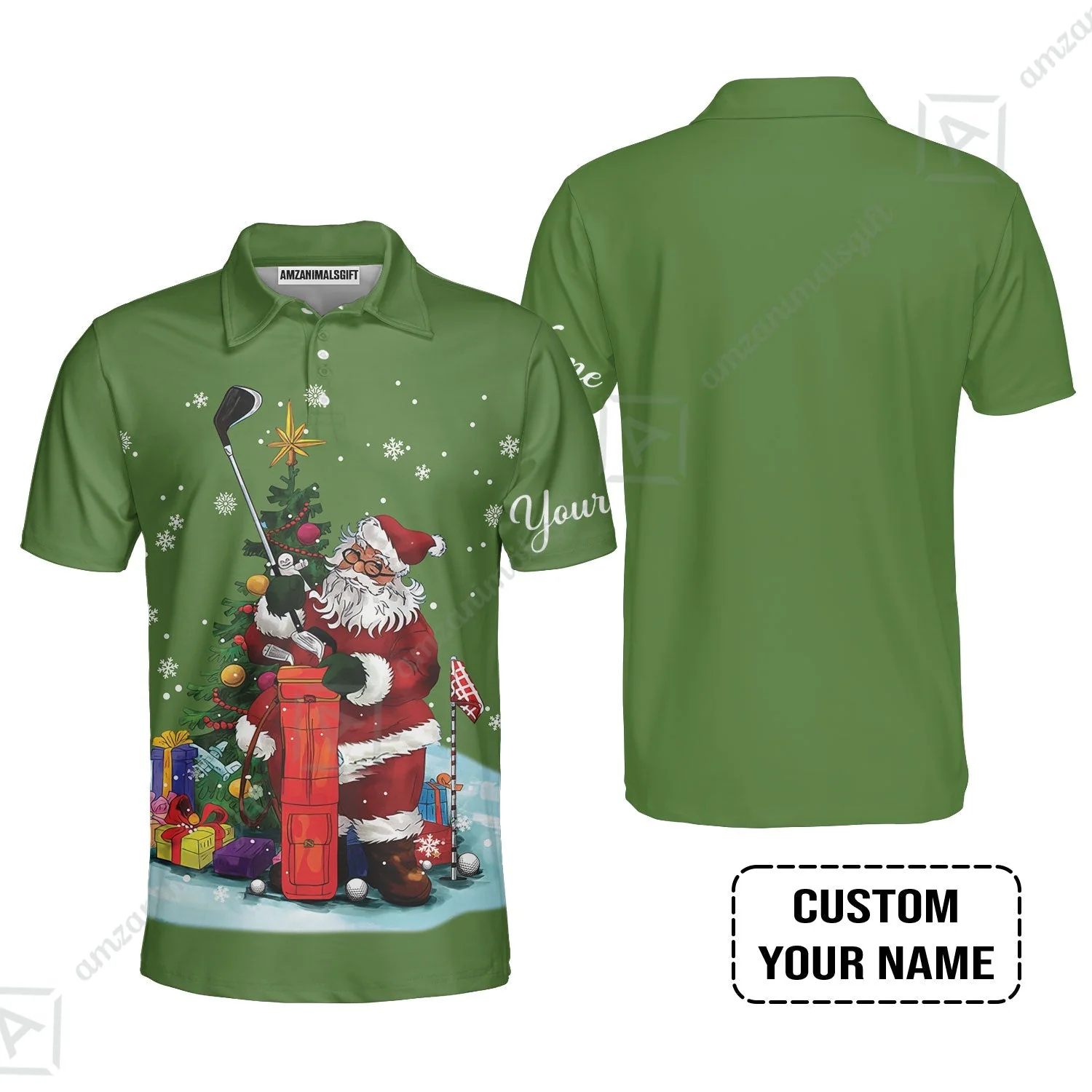 Golf T-Shirt - Christmas Custom Name, Santa Golfer Apparel - Personalized Gift For Golf Lover - Image 9