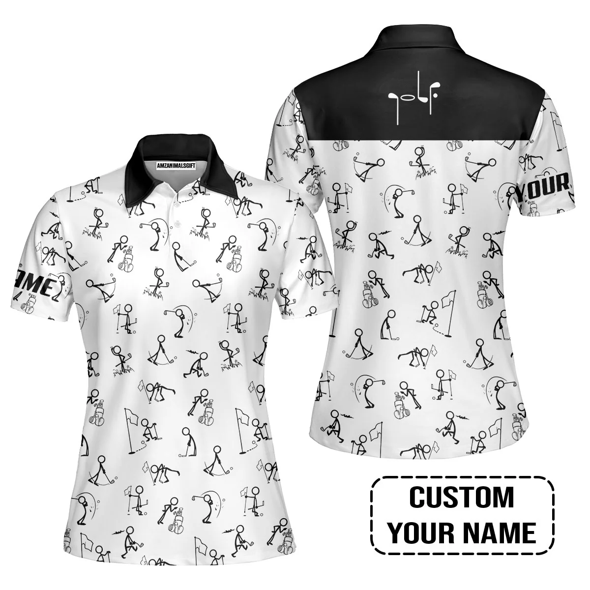 Golf Hawaiian Shirt - Funny Golf Pattern Custom Name White Apparel - Personalized Gift For Golf Lover - Image 3