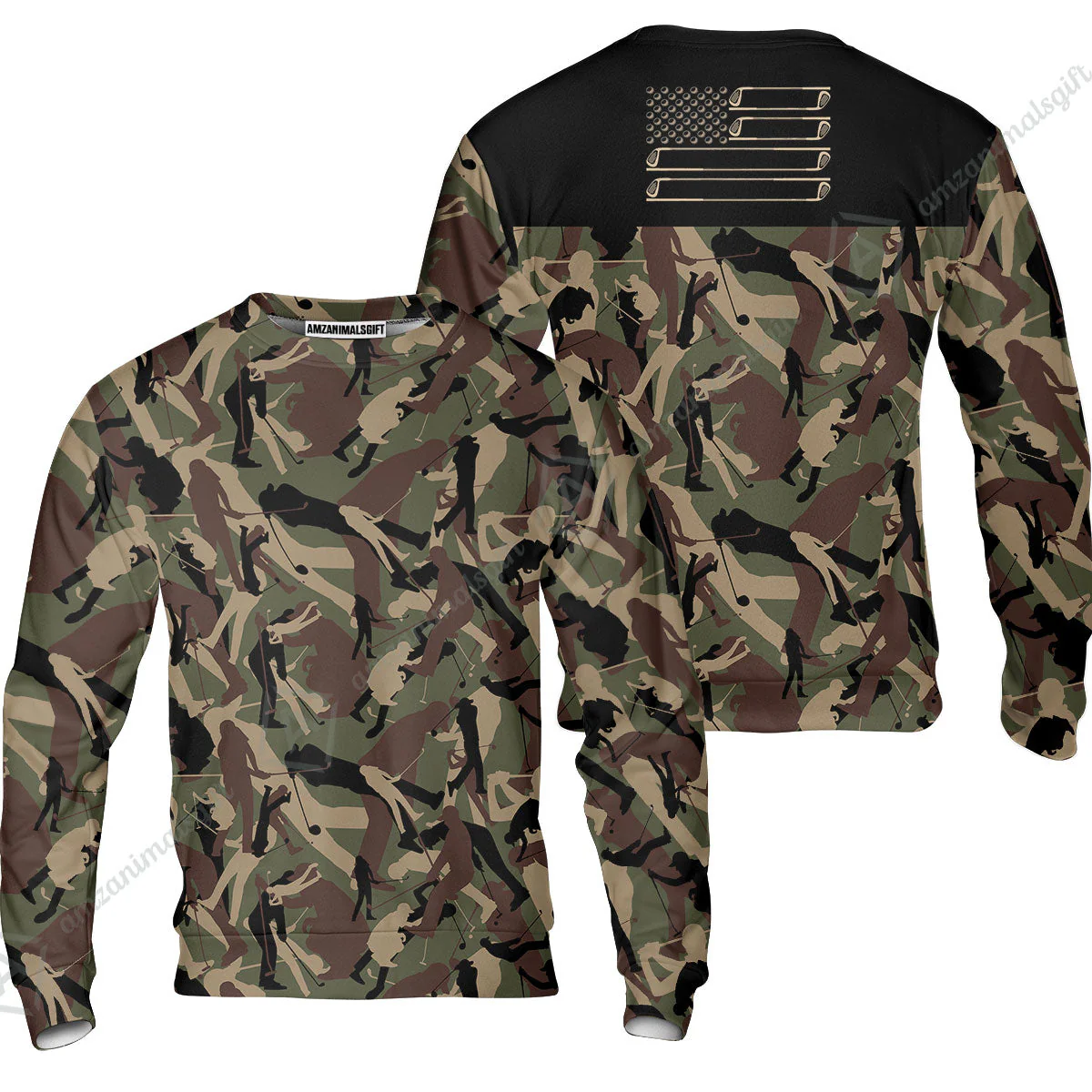 Golf T-Shirt - Golf Camouflage Pattern Golf T-Shirt, Military Golfing T-Shirt, Camo Golf Shirt - Image 6