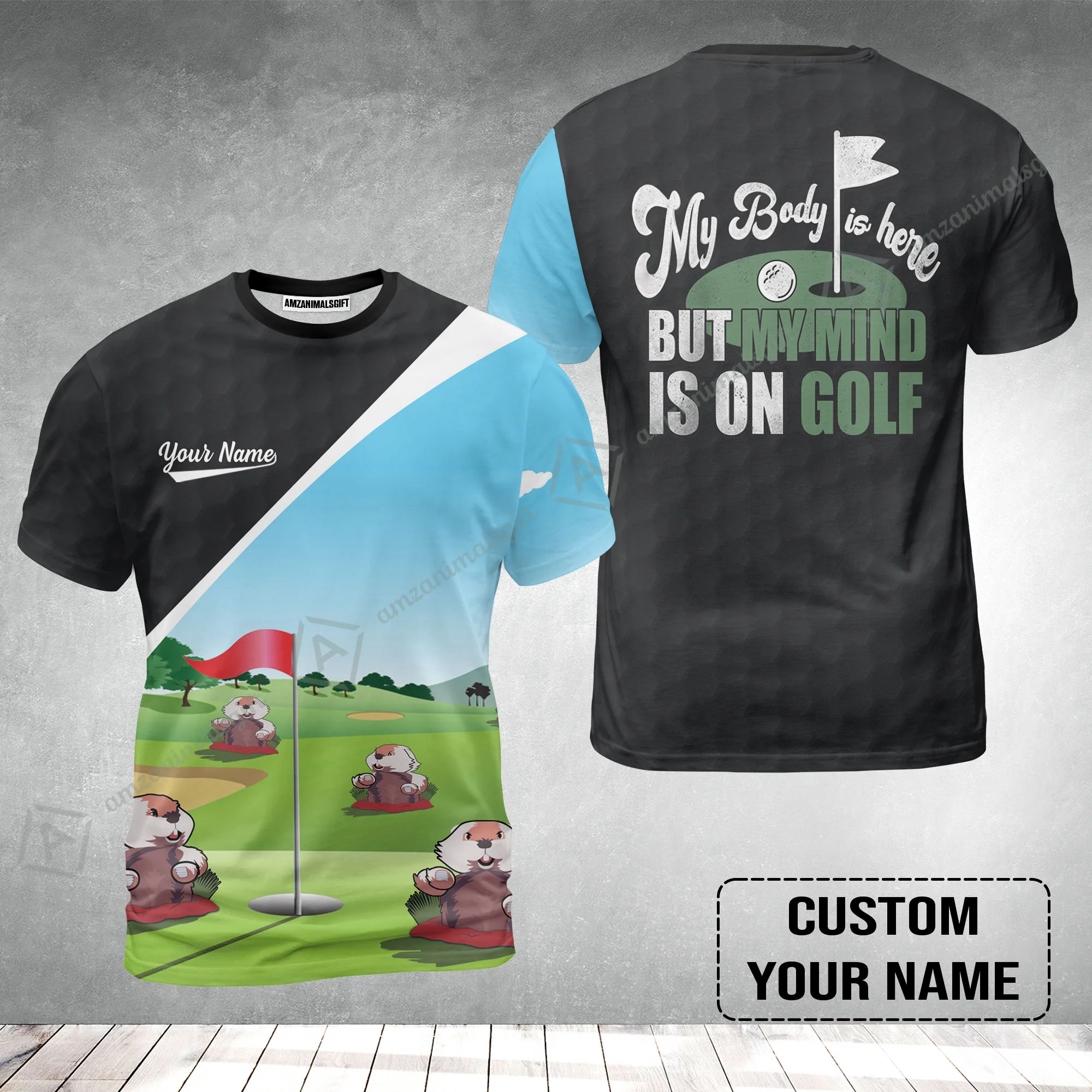 Golf T-Shirt - Gopher My Mind Is On Golf Custom T-Shirt - Image 2