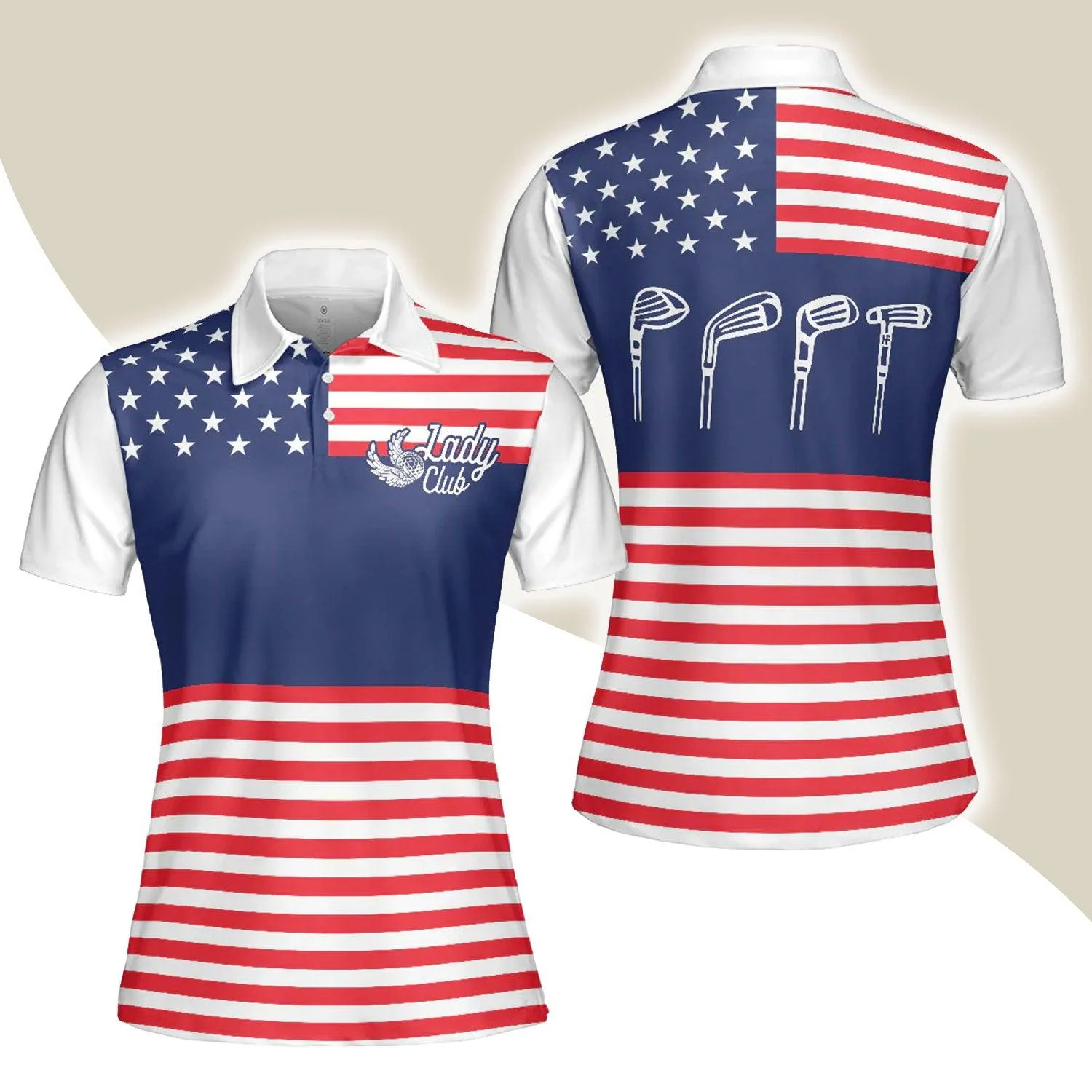 Golf Women Polo Shirt, American Flag Golf Clubs, Lady Squad Golf Polo Shirt For Ladies - Gift For Female Golfers, Golf Lovers