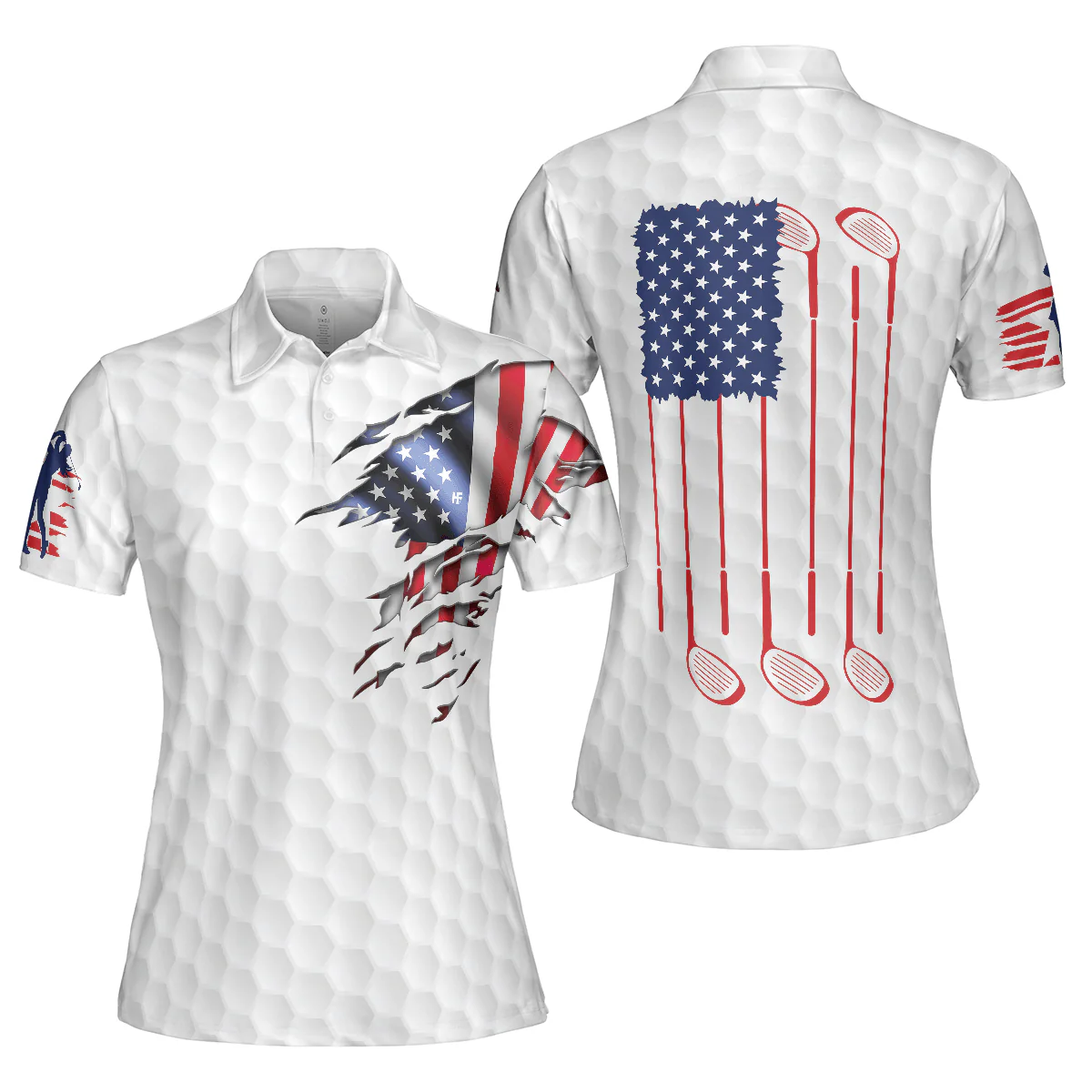 Golf Women Polo Shirt, American Flag Polo Shirt, Best Golf Shirt For Ladies - Gift For Women, Golfers, Golf Lovers - Image 2