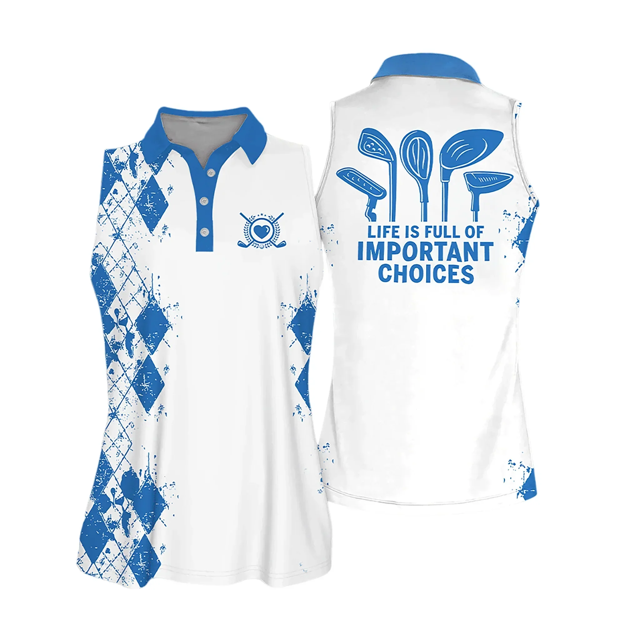 Golf Women Polo Shirt, Argyle Pattern Life Is Full Of Important Choices Multicolor Polo Shirt - Gift For Golfers, Female, Golf Lovers, Mother's Day - Image 4