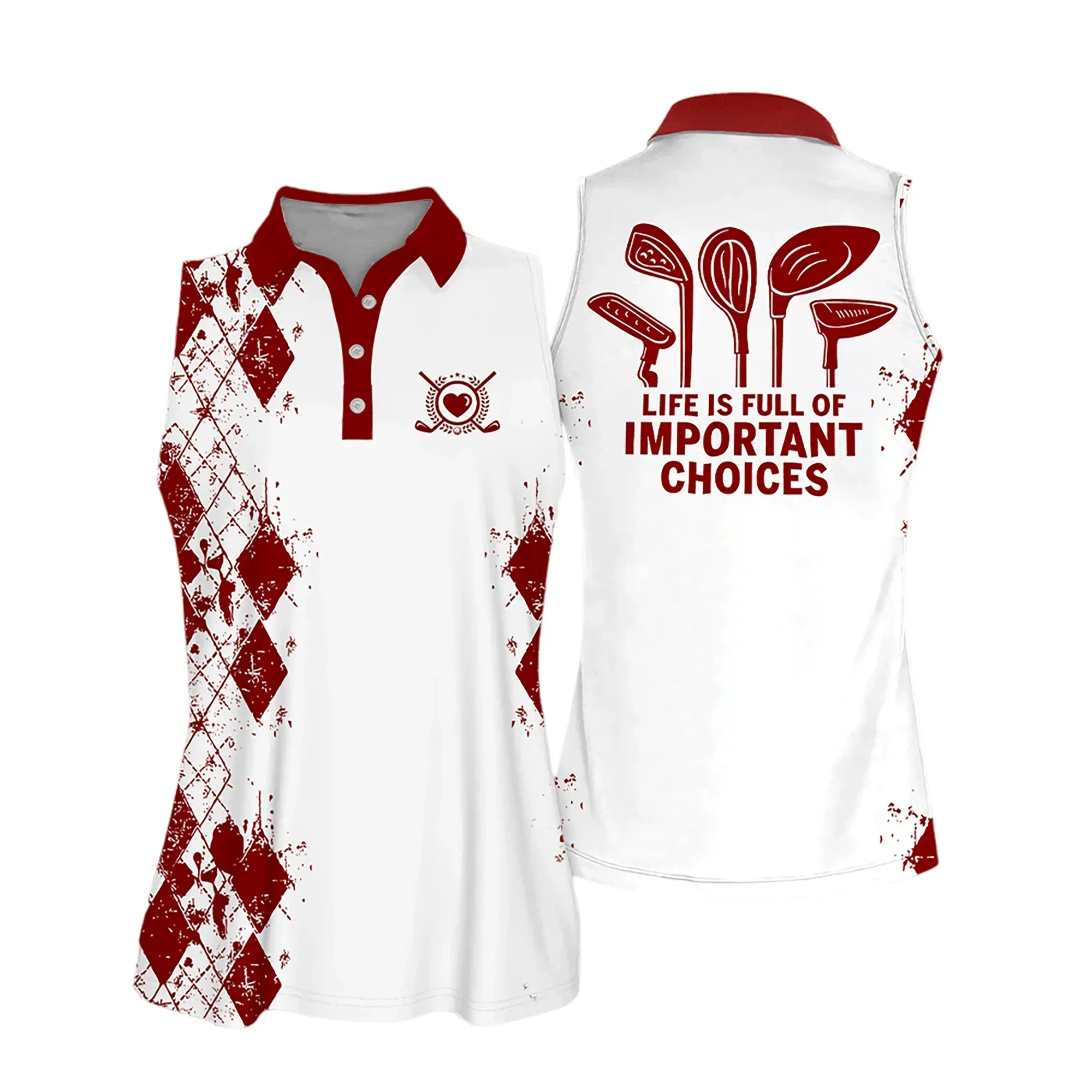 Golf Women Polo Shirt, Argyle Pattern Life Is Full Of Important Choices Multicolor Polo Shirt - Gift For Golfers, Female, Golf Lovers, Mother's Day - Image 7
