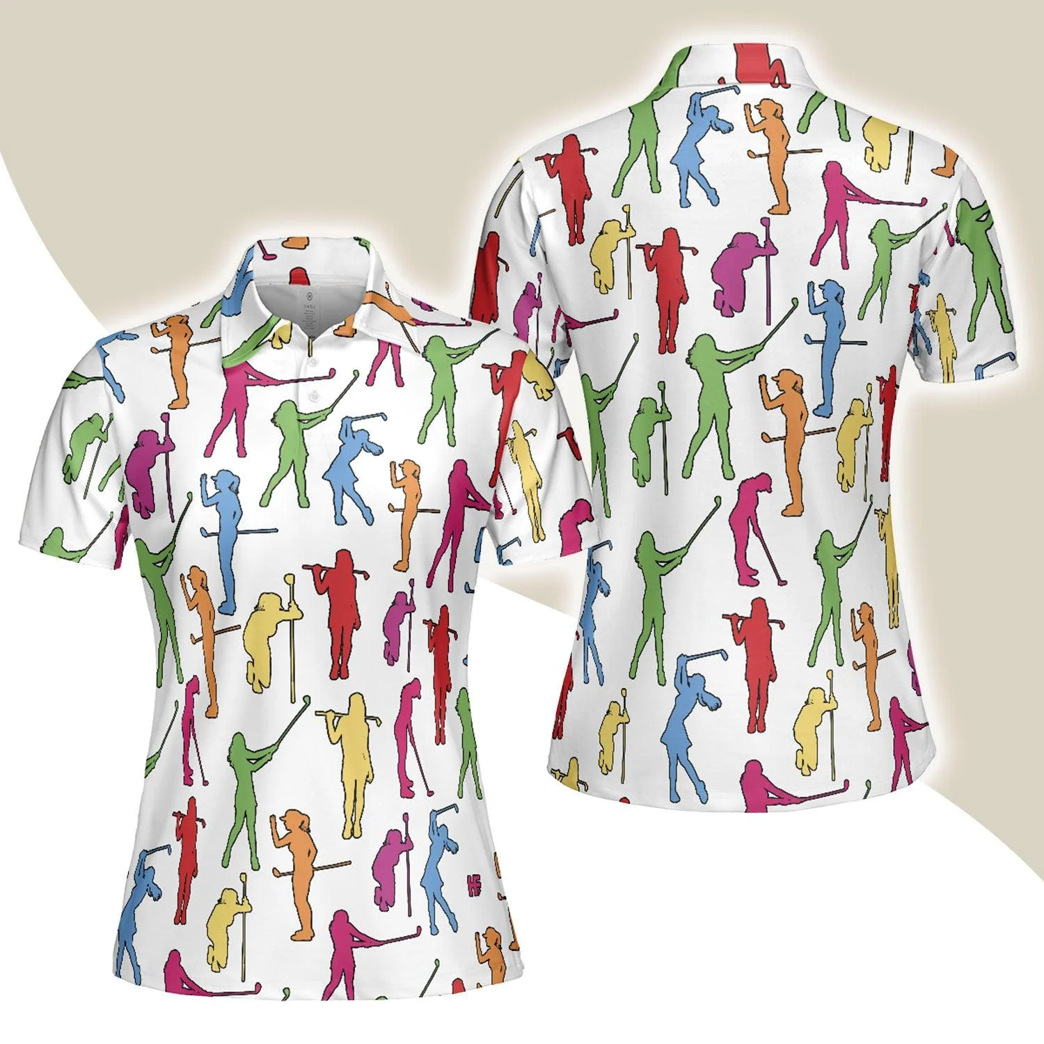 Golf Women Polo Shirt, Colorful Female Golfer White Women Polo Shirts, Gift For Golfers, Golf Lovers, Ladies, Golf Tournament, Golf Coach, Golf Club