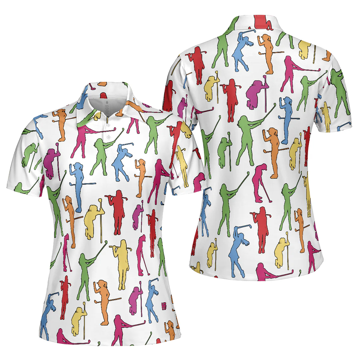 Golf Women Polo Shirt, Colorful Female Golfer White Women Polo Shirts, Gift For Golfers, Golf Lovers, Ladies, Golf Tournament, Golf Coach, Golf Club - Image 2