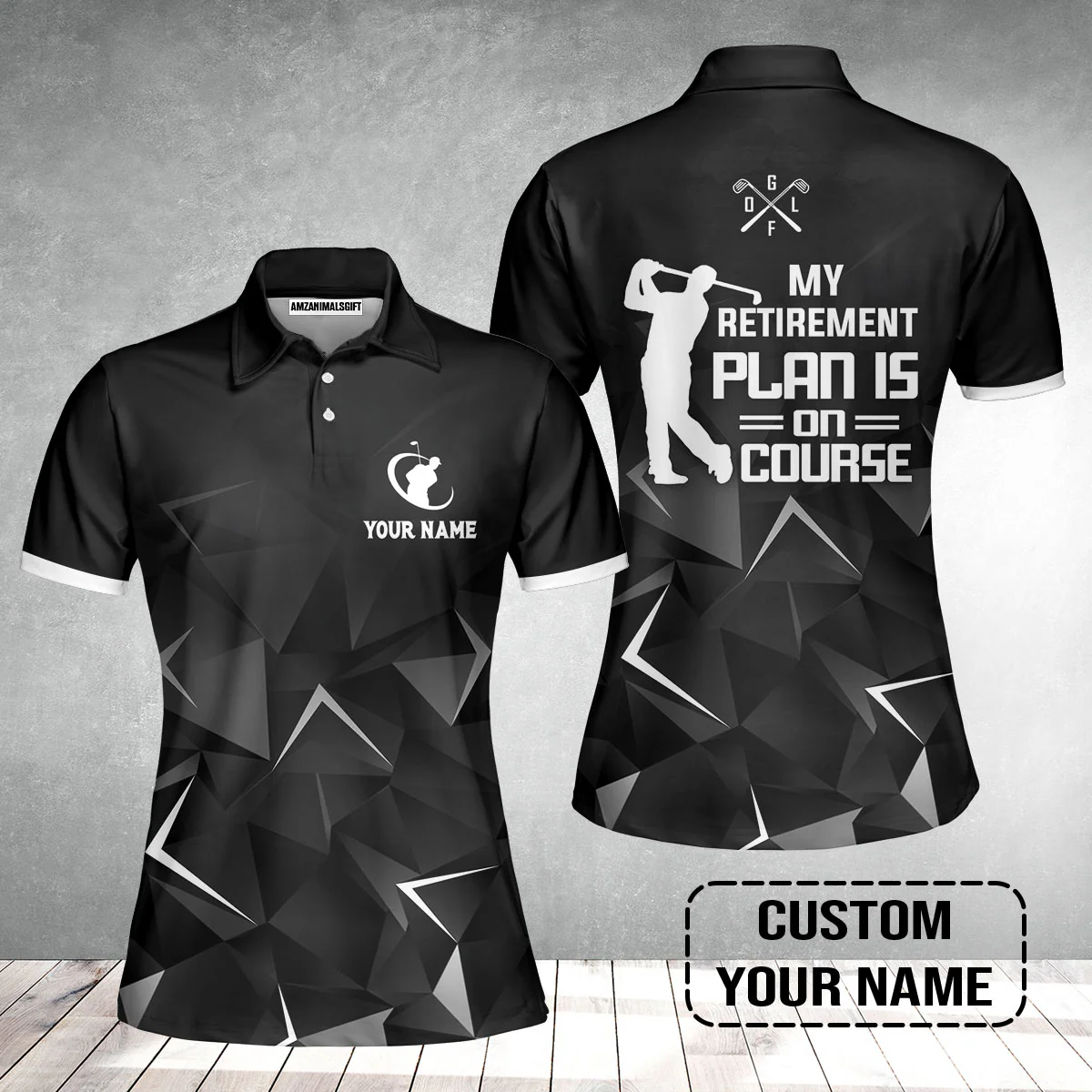 Golf Women Polo Shirt Custom Name - Golfing My Retirement Plan Is On Course Personalized Women Polo Shirt - Image 2
