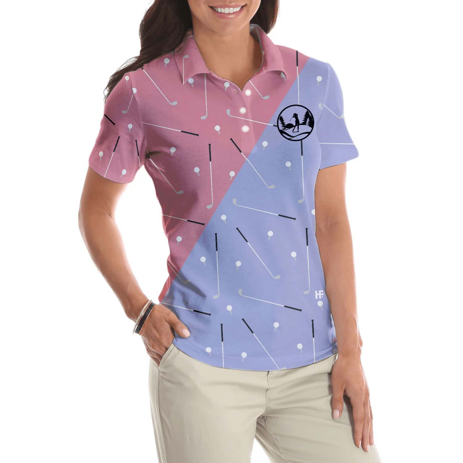 Golf Women Polo Shirt - Elegant Golf Girl Seamless Pattern Women Polo Shirts - Perfect Polo Shirt For Ladies, Golfers, Golf Loves - Image 5