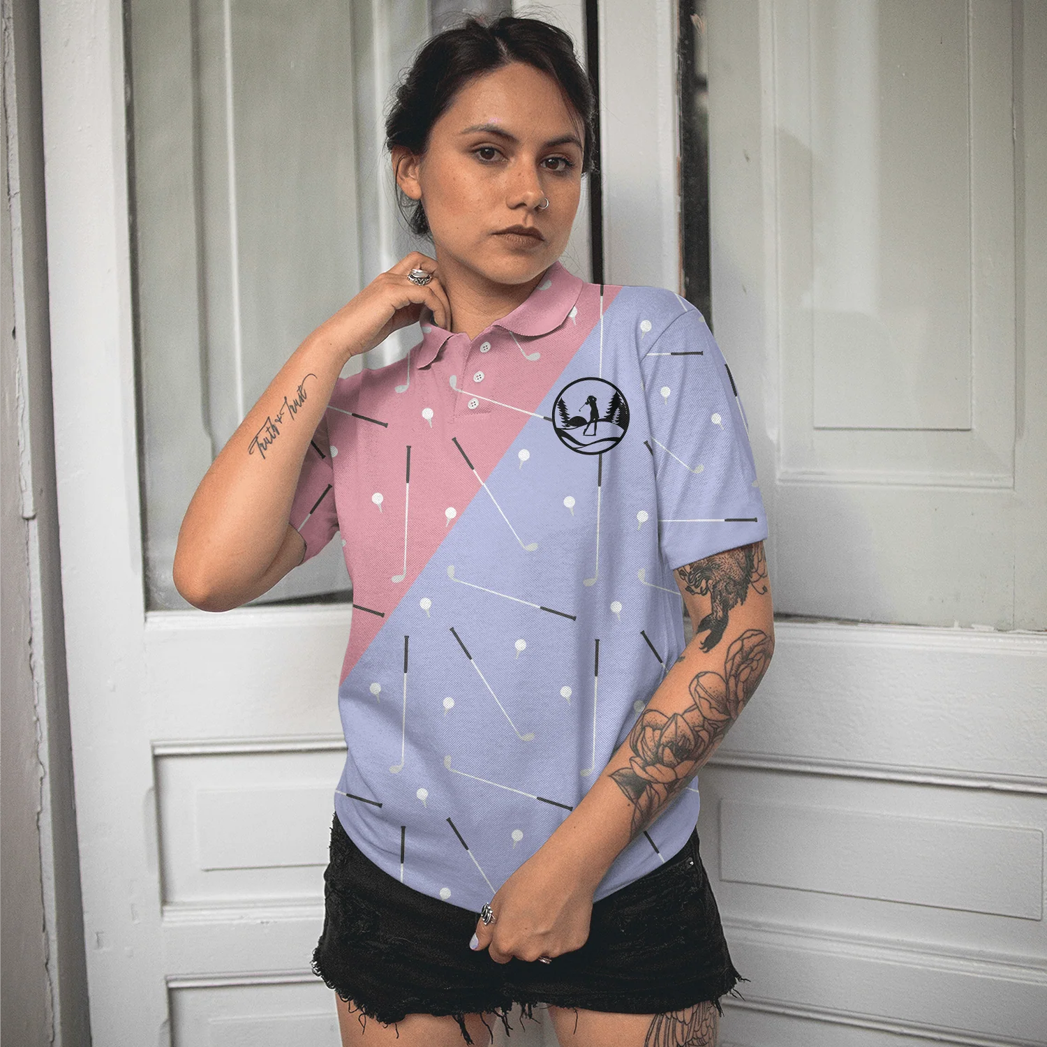 Golf Women Polo Shirt - Elegant Golf Girl Seamless Pattern Women Polo Shirts - Perfect Polo Shirt For Ladies, Golfers, Golf Loves - Image 6