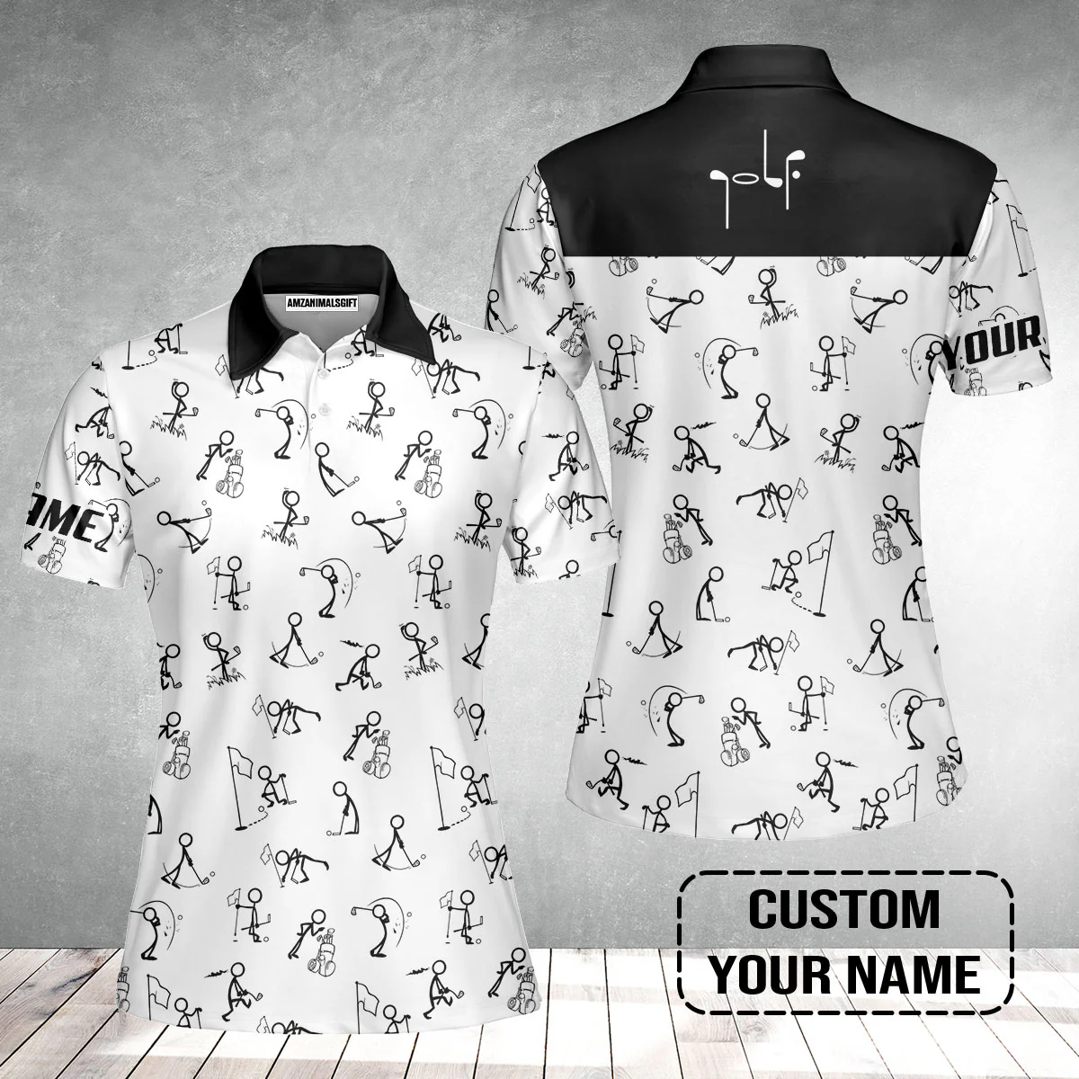 Golf Women Polo Shirt - Funny Golf Pattern Custom Name White Apparel - Personalized Gift For Golf Lover - Image 2