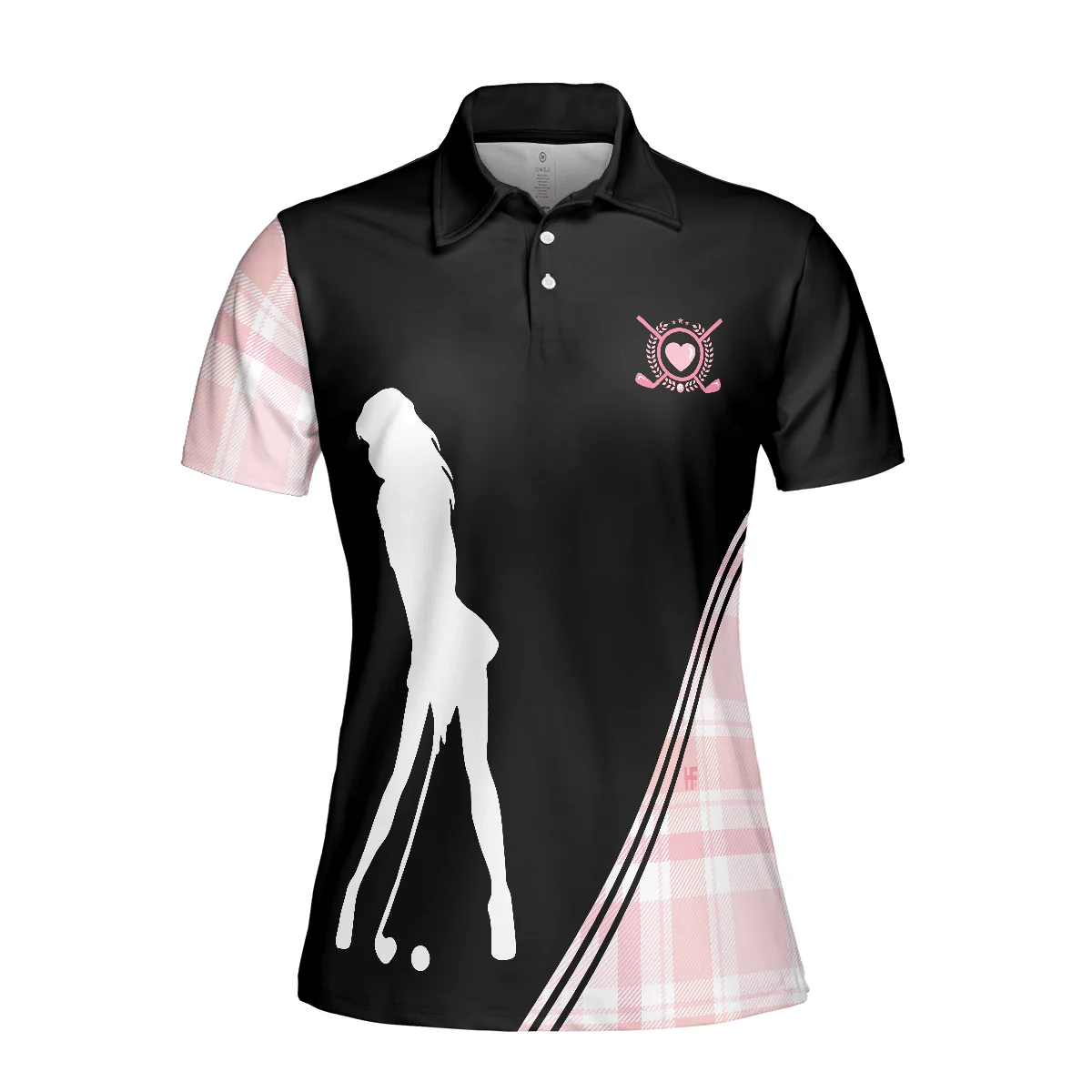Golf Women Polo Shirt, Golf Girl In Black And Pink Plaid Pattern Women Polo Shirts, Unique Gift For Female Golfers, Ladies, Golf Lovers - Image 4