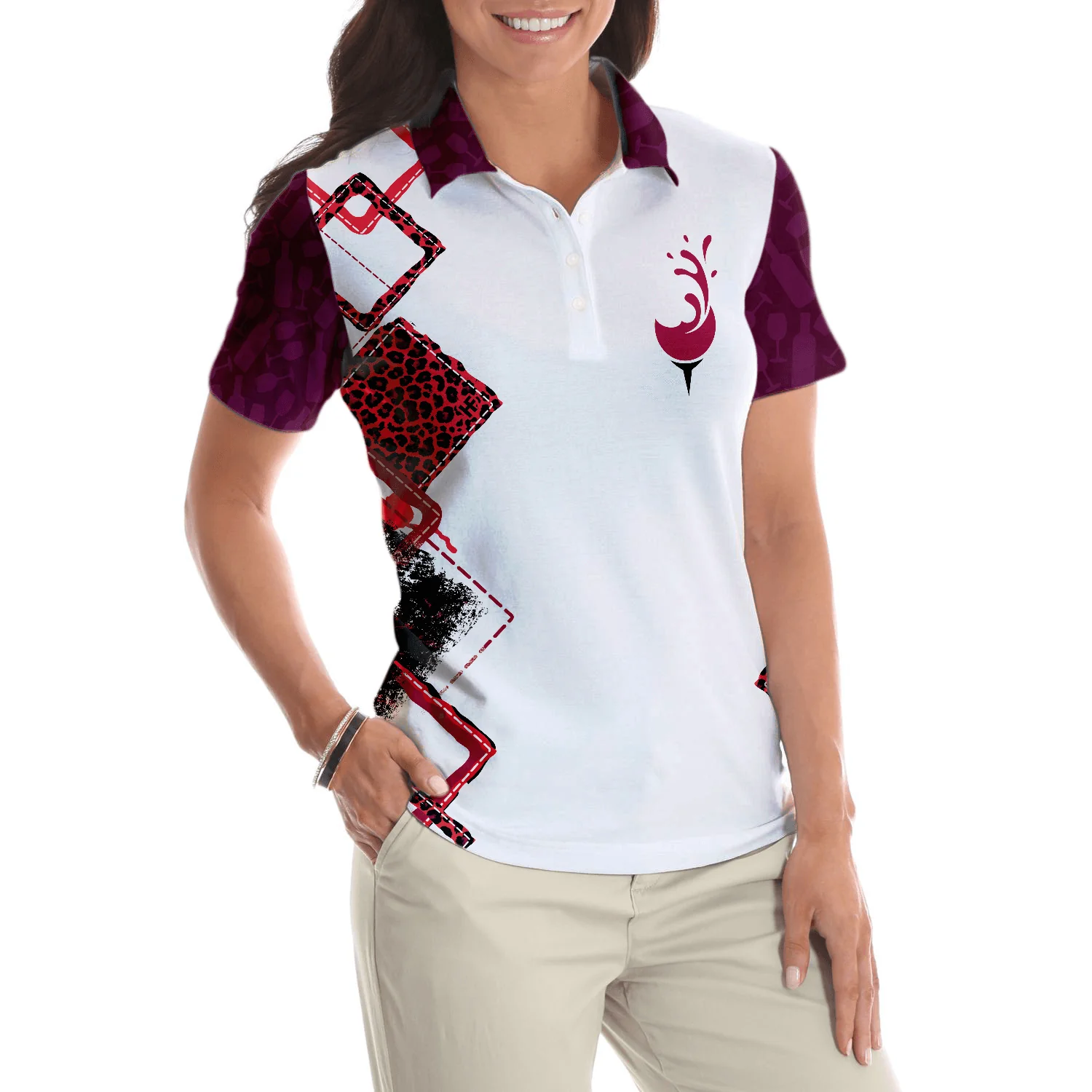 Golf Women Polo Shirt - Golf Girl You Say Girl Can't Golf I Say Watch Me Leopard Plum Purple Wine Women Polo Shirts - Perfect Gift For Women, Golfers - Image 5