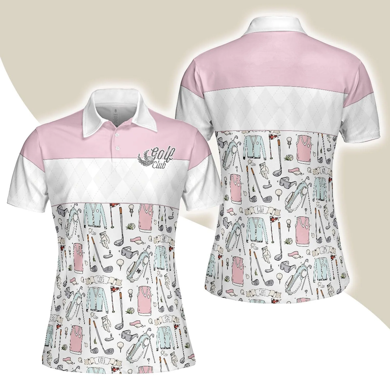 Golf Women Polo Shirt, Golf Life In Pink, Golf Pattern Women Polo Shirts, Gift For Ladies, Team Female Golfers, Golf Lovers