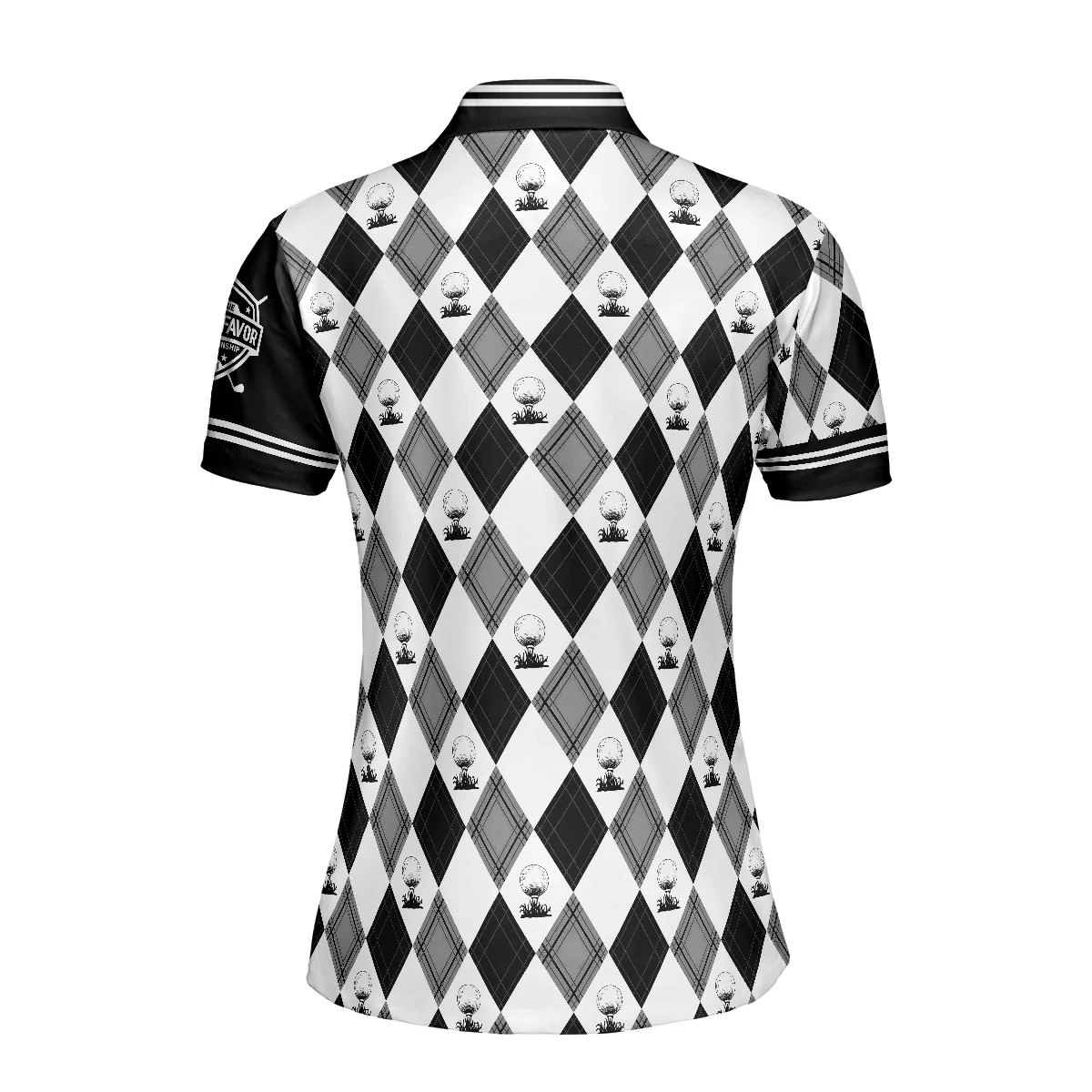 Golf Women Polo Shirt, Golfaholic Black White Checker Pattern Women Polo Shirts, Best Golfing Gift For Female Golfers, Ladies, Golf Lovers - Image 3