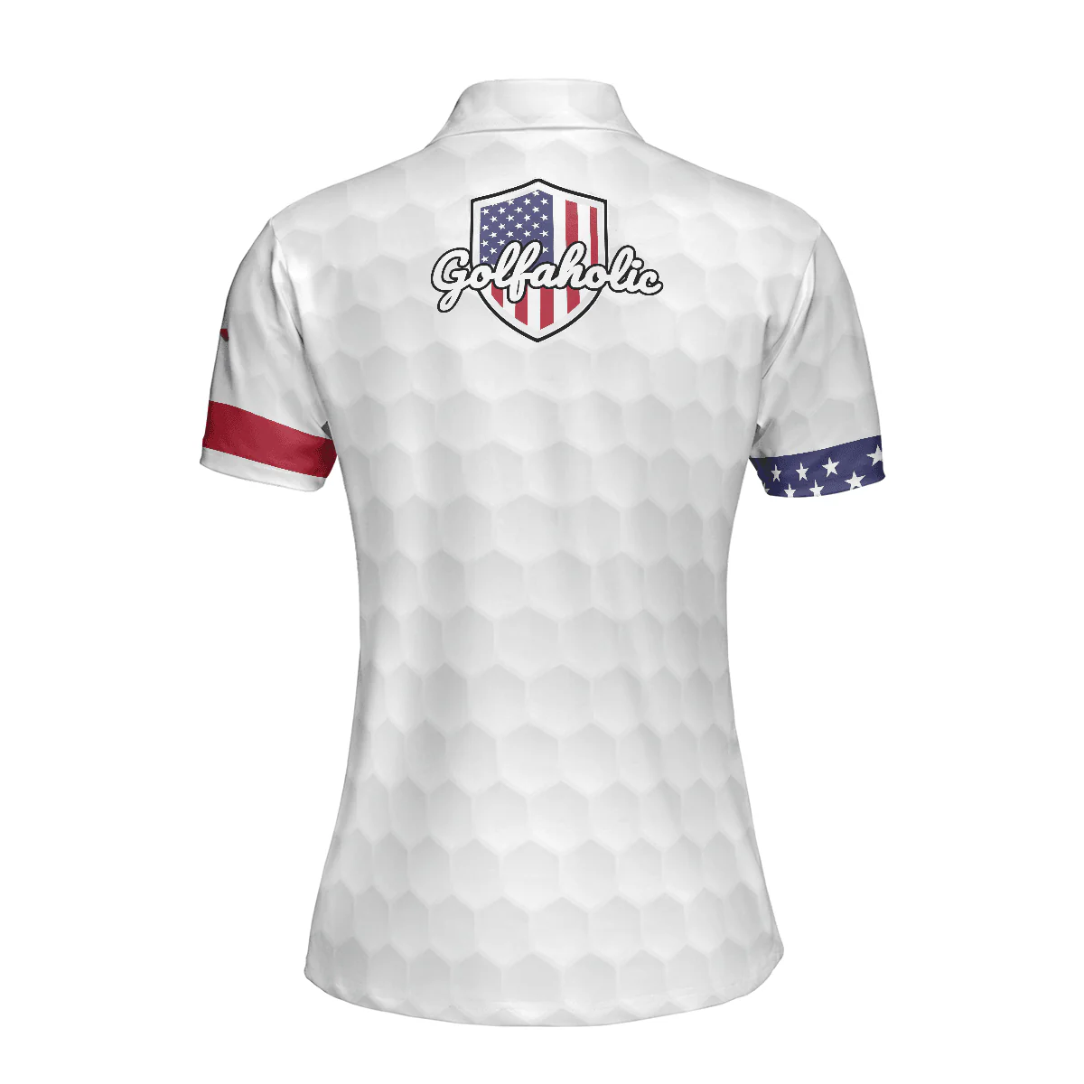 Golf Women Polo Shirt, Golfaholic, Golf American Flag Girl, White Golf Ball Pattern Women Polo Shirts, Patriotic Golf Shirt Gift For Golfers, Ladies - Image 3