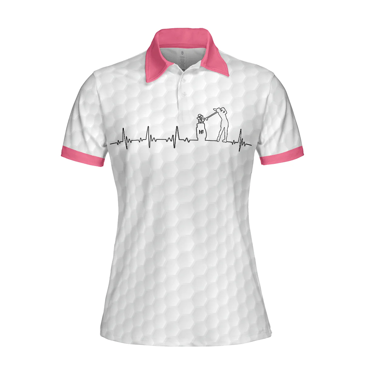 Golf Women Polo Shirt, Heartbeat Golfer White And Pink Golf Women Polo Shirts, Best Cool Gift For Golfers, Golf Lovers, Ladies - Image 4