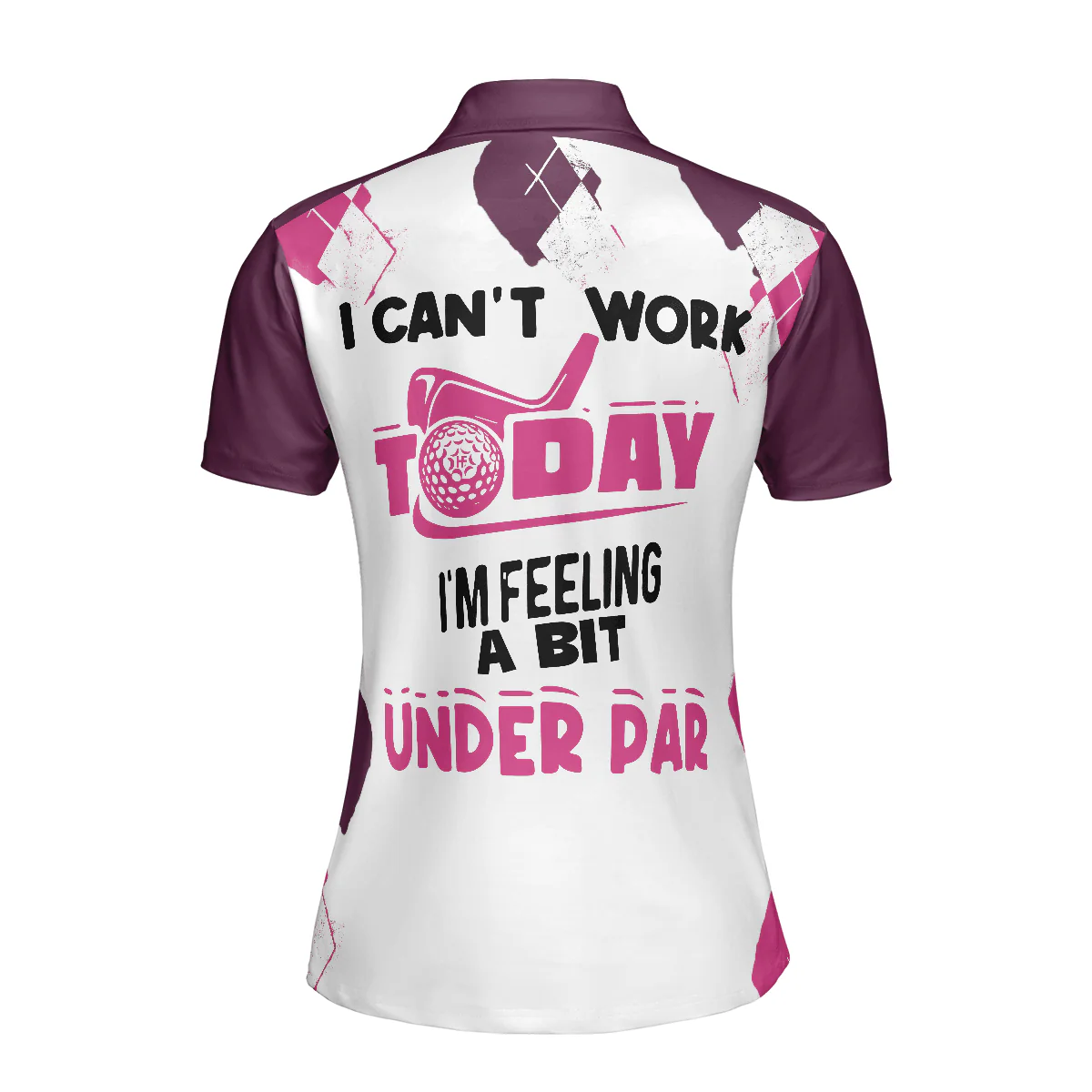 Golf Women Polo Shirt, I Can't Work Today I'm Feeling A Bit Under Par, Leopard Pattern White Purple Women Polo Shirts, Gift For Ladies, Female Golfers - Image 3