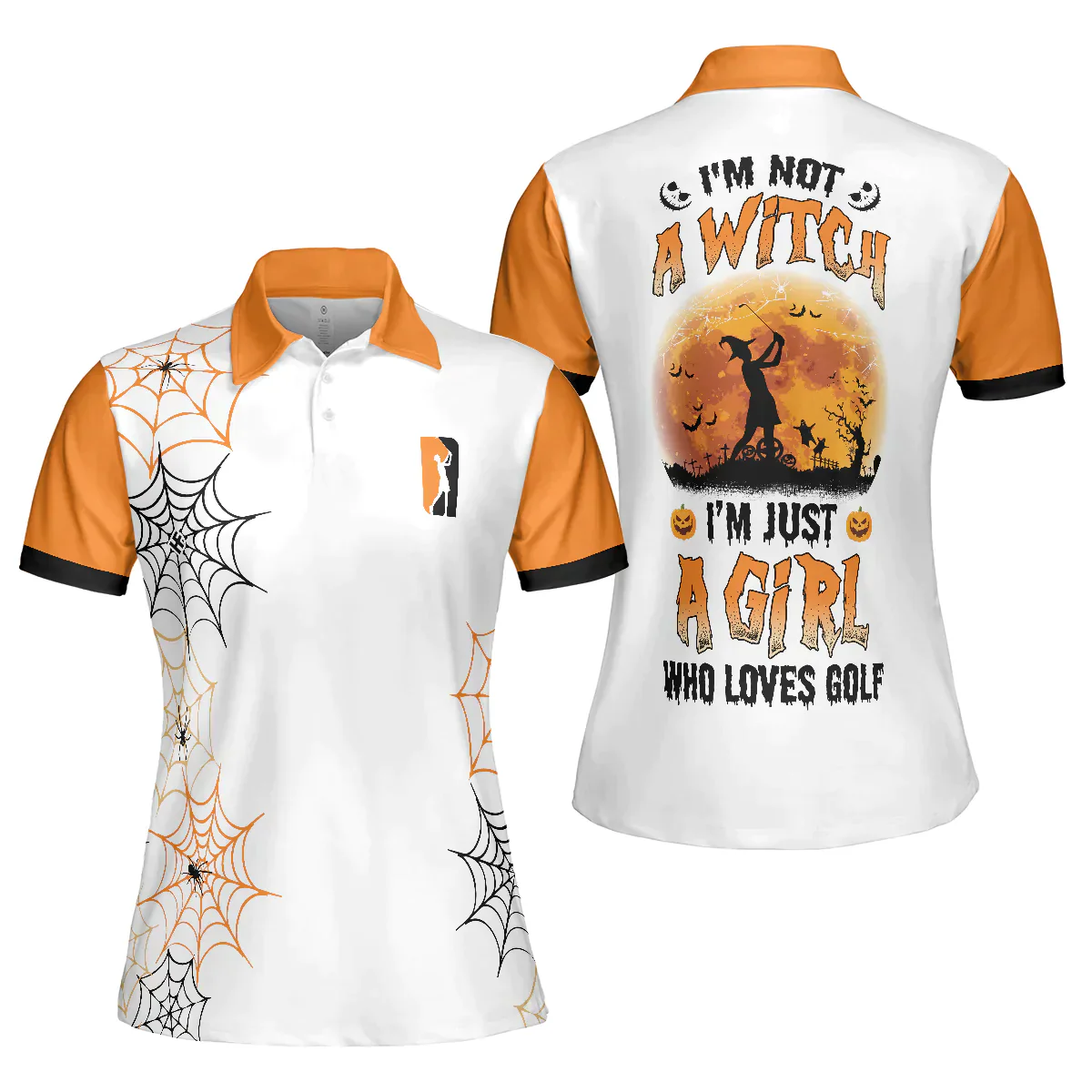 Golf Women Polo Shirt, I'm Not A Witch I'm Just A Girl Who Loves Golf Halloween Women Polo Shirts, Gift For Ladies, Golfers, Golf Lovers, Female - Image 2