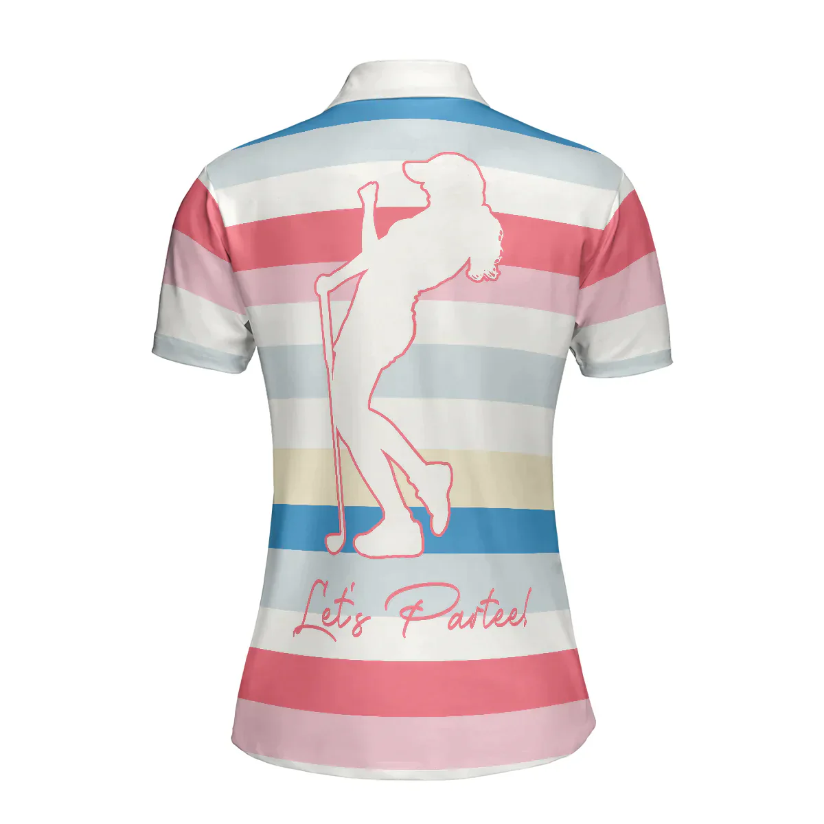 Golf Women Polo Shirt, Let's Partee, Color Horizontal Line Pattern Women Polo Shirts, Unique Female Gift For Golfers, Ladies, Golf Lovers - Image 3