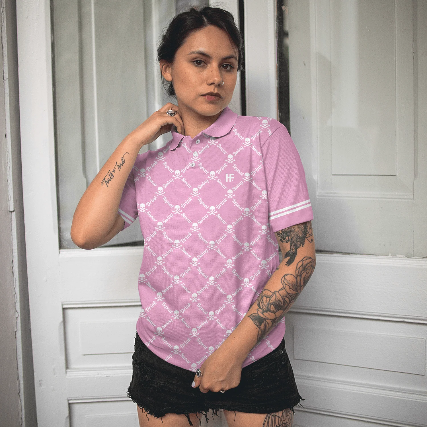 Golf Women Polo Shirt, Pink Golfing Women Polo Shirts, Unique Golf Gift For Ladies, Golfers, Golf Sport Lovers, Female Players - Image 5
