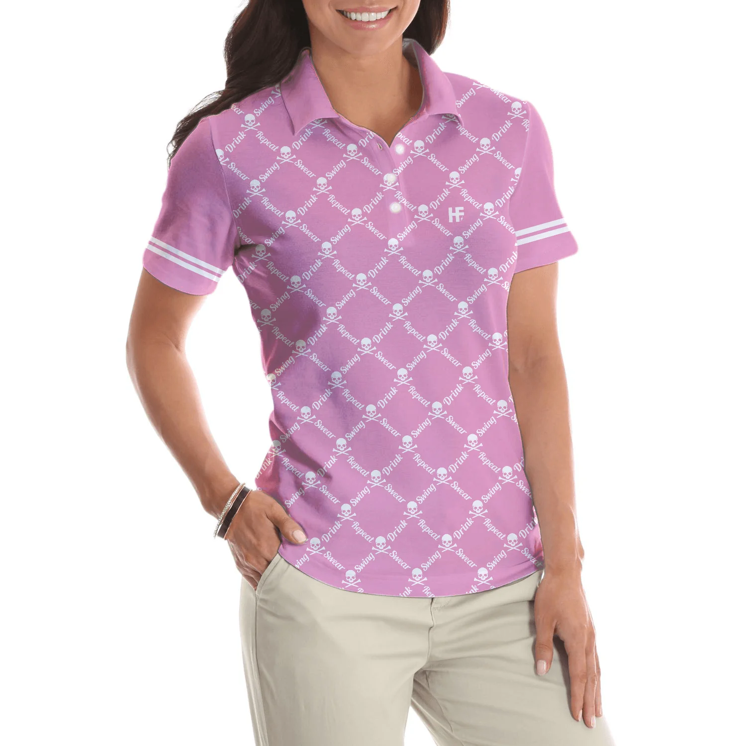 Golf Women Polo Shirt, Pink Golfing Women Polo Shirts, Unique Golf Gift For Ladies, Golfers, Golf Sport Lovers, Female Players - Image 6