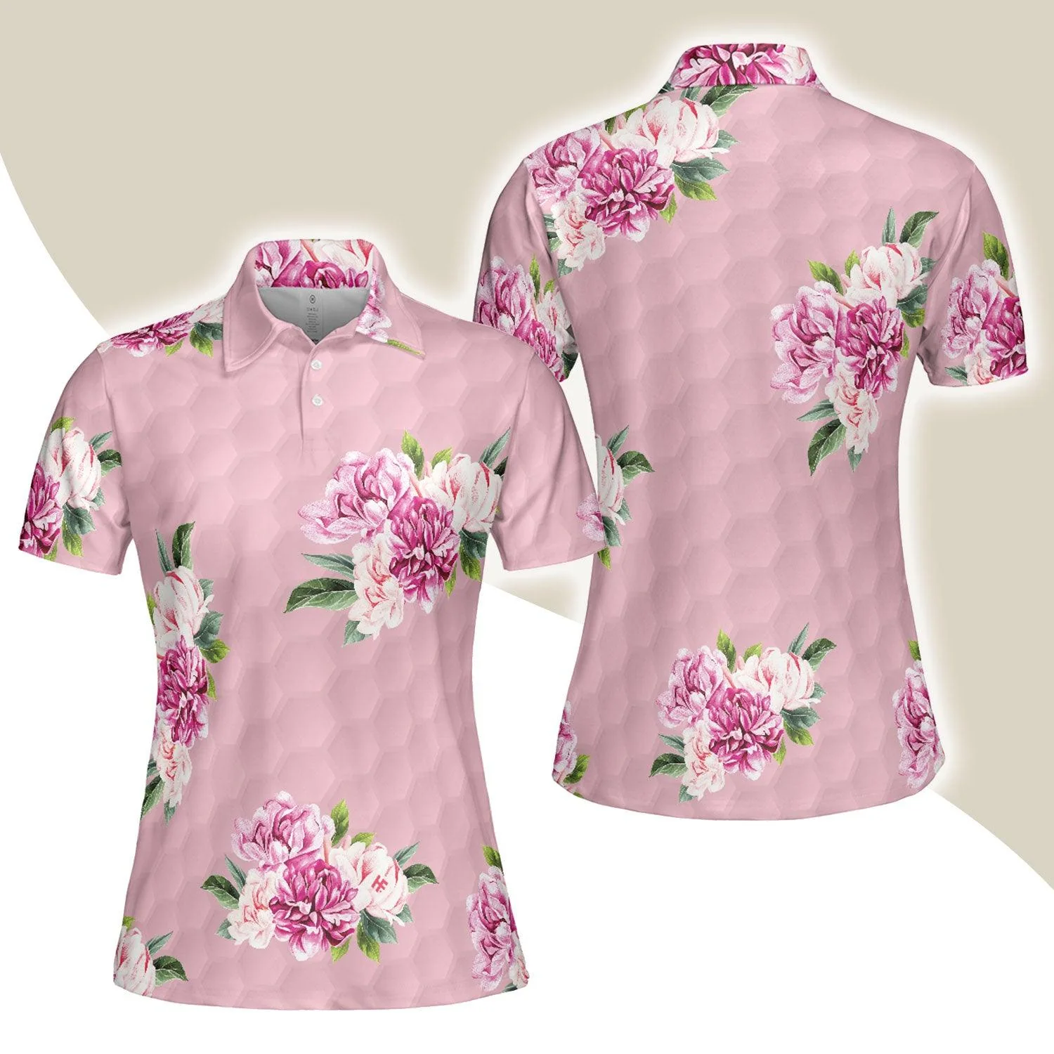Golf Women Polo Shirt, Pink Watercolor Flowers Women Polo Shirt - Perfect Gift For Female, Ladies, Golfers, Golf Lovers