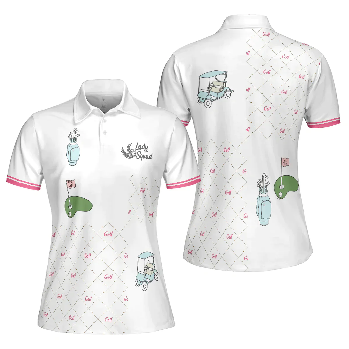 Golf Women Polo Shirt, Ready For A Golf Day Golf, White And Pink Golf Women Polo Shirts, Funny Female Golf Gift For Golfers, Ladies, Golf Lovers - Image 2