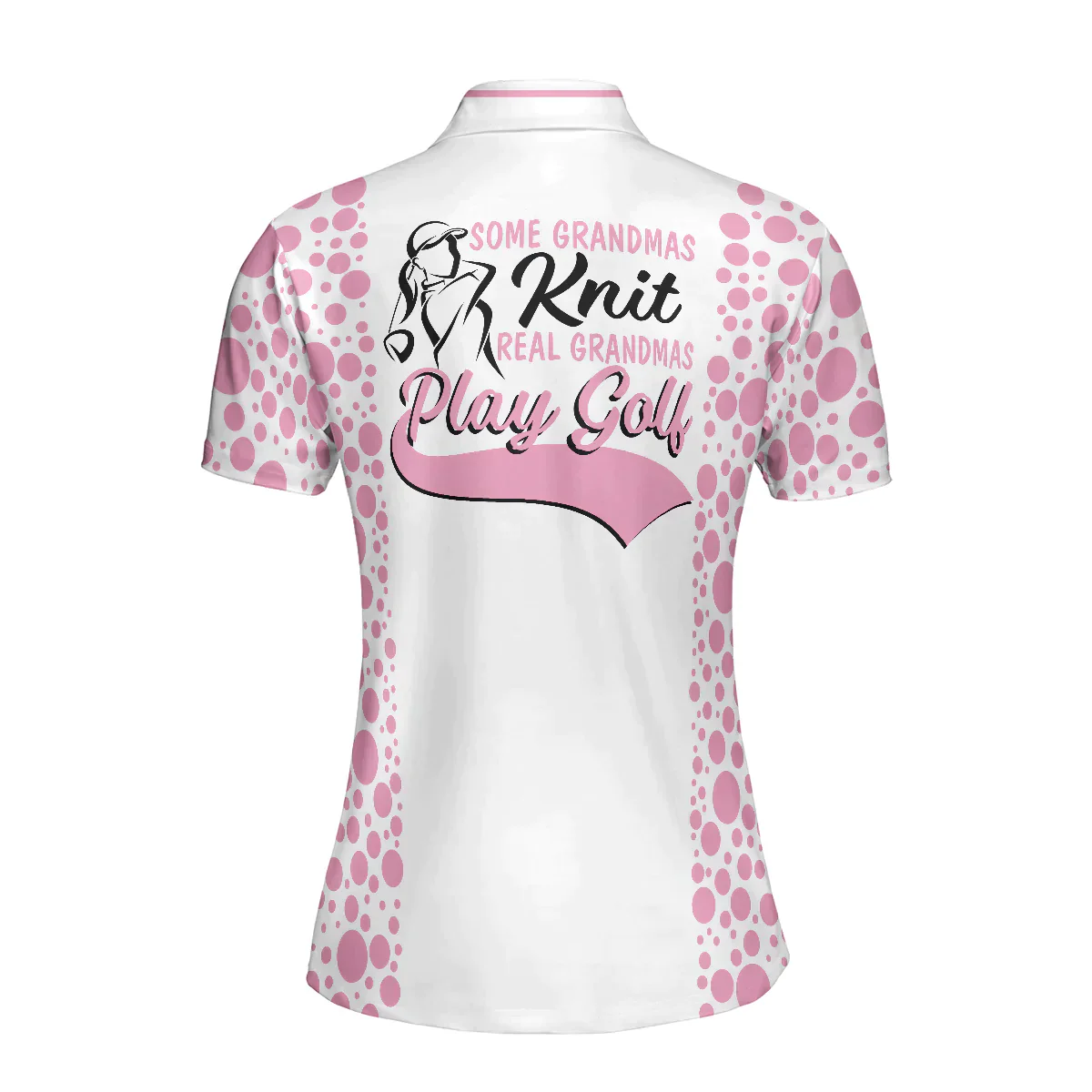 Golf Women Polo Shirt, Real Grandmas Play Golf, White And Pink Golf Women Polo Shirts, Funny Female Golf Gift For Golfers, Ladies, Golf Lovers - Image 2