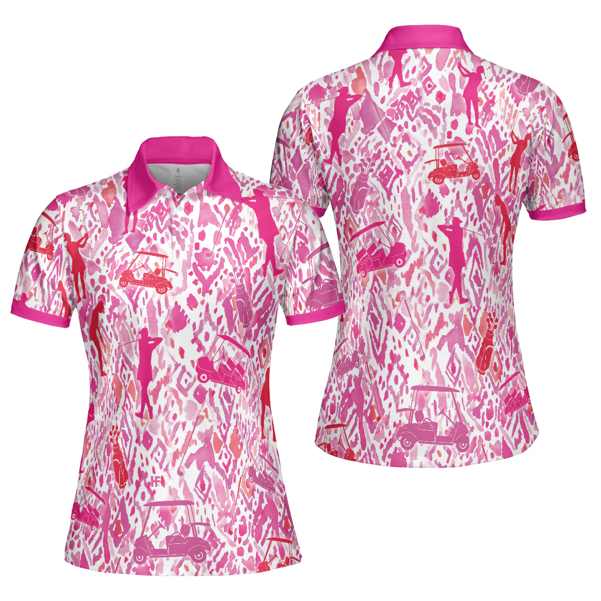 Golf Women Polo Shirt, Seamless Pink Golf Women Polo Shirts, Unique Perfect Gift For Ladies, Female Golfers, Golf Lovers - Image 2