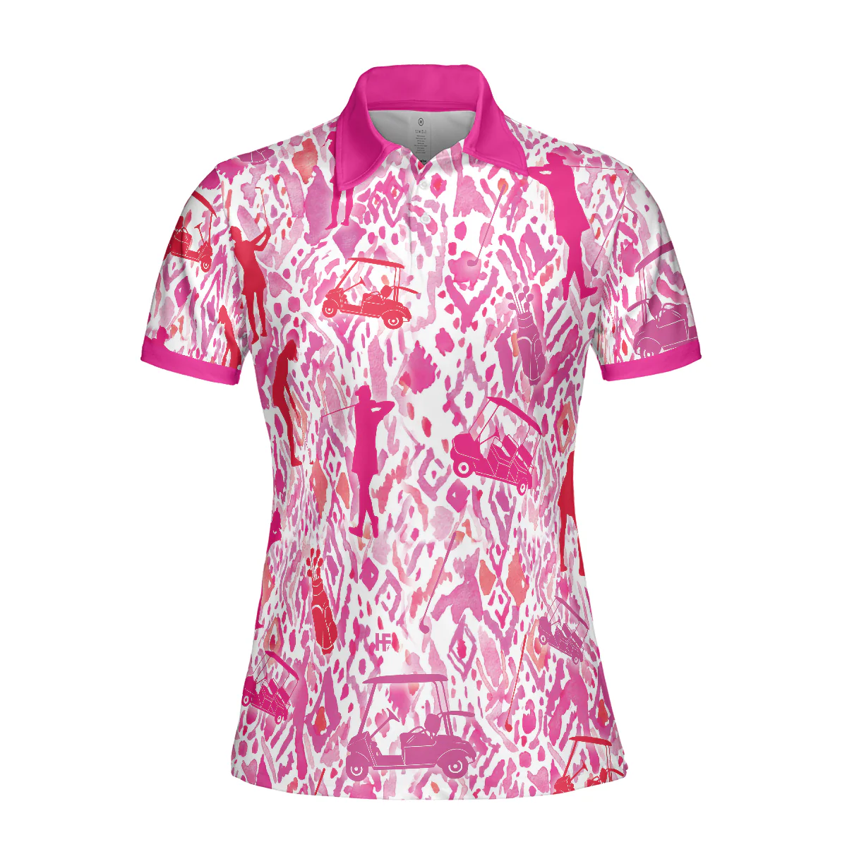 Golf Women Polo Shirt, Seamless Pink Golf Women Polo Shirts, Unique Perfect Gift For Ladies, Female Golfers, Golf Lovers - Image 3