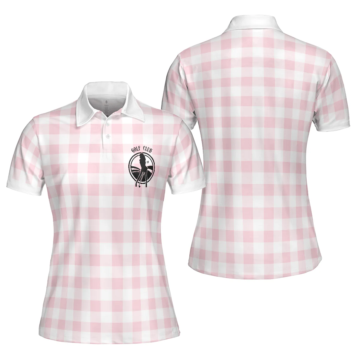 Golf Women Polo Shirt, Sexy Golf Girl With A Golf Club, White And Pink Golf Women Polo Shirts - Best Gift For Ladies, Female, Golfers, Golf Lovers - Image 2